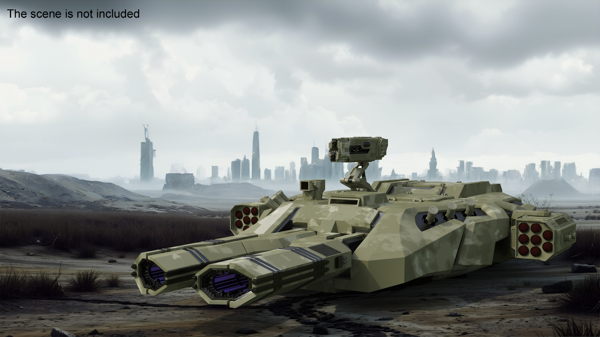 3D Futuristic Turret Green model