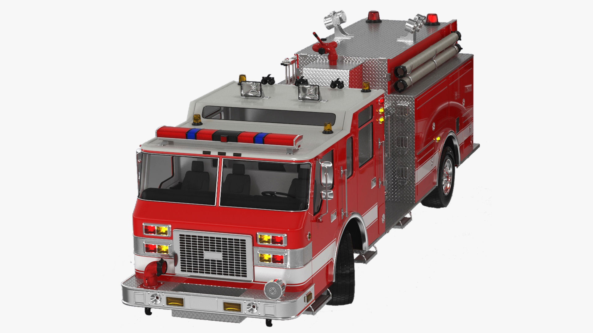 Fire Engine Rigged for Cinema 4D 3D