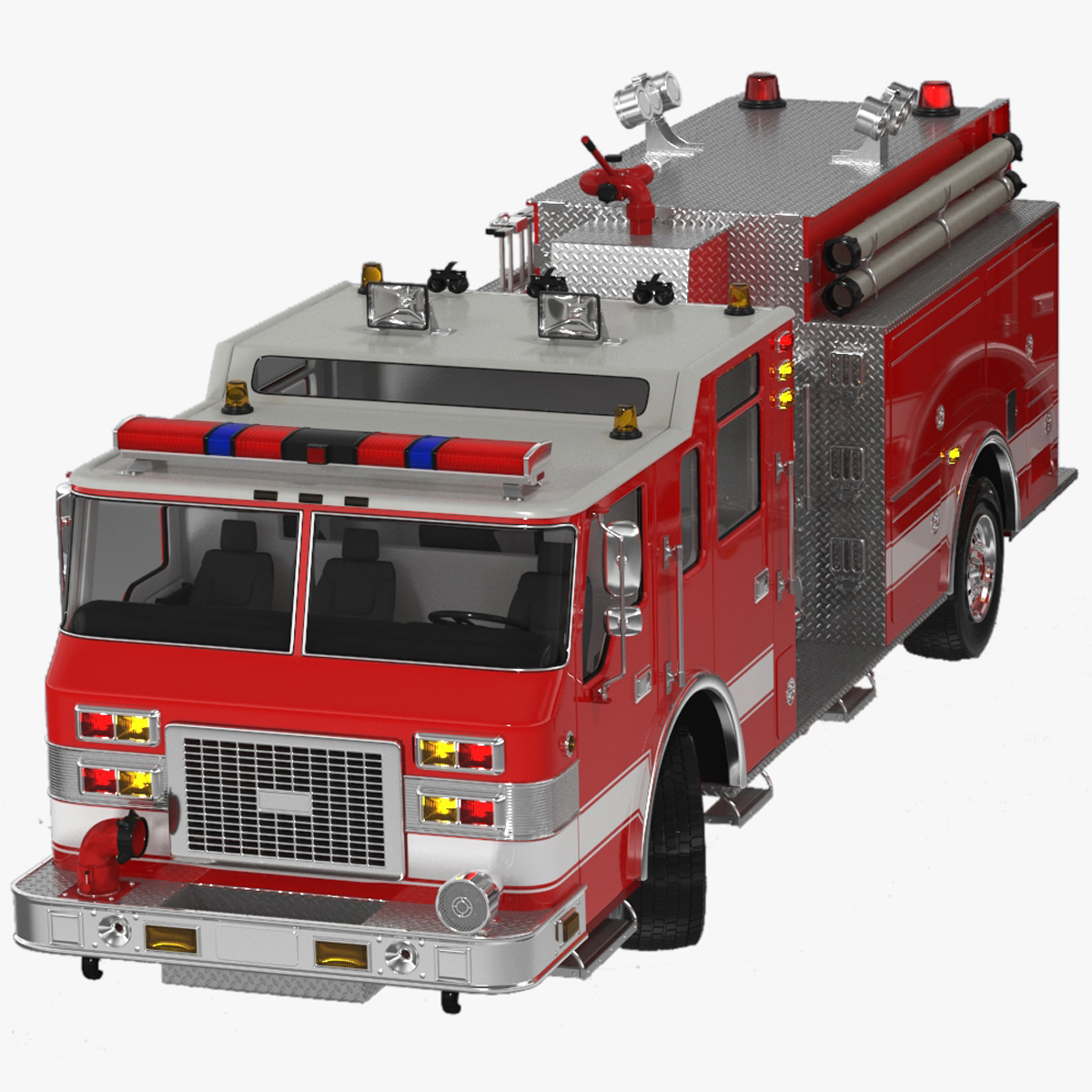 Fire Engine Rigged for Cinema 4D 3D