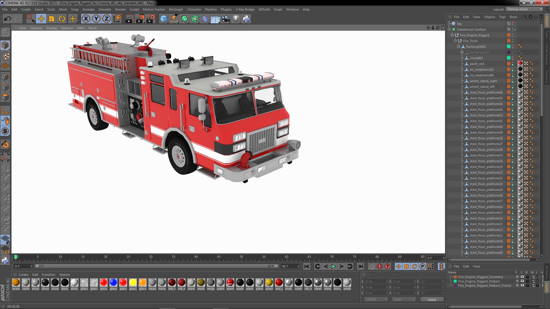 Fire Engine Rigged for Cinema 4D 3D