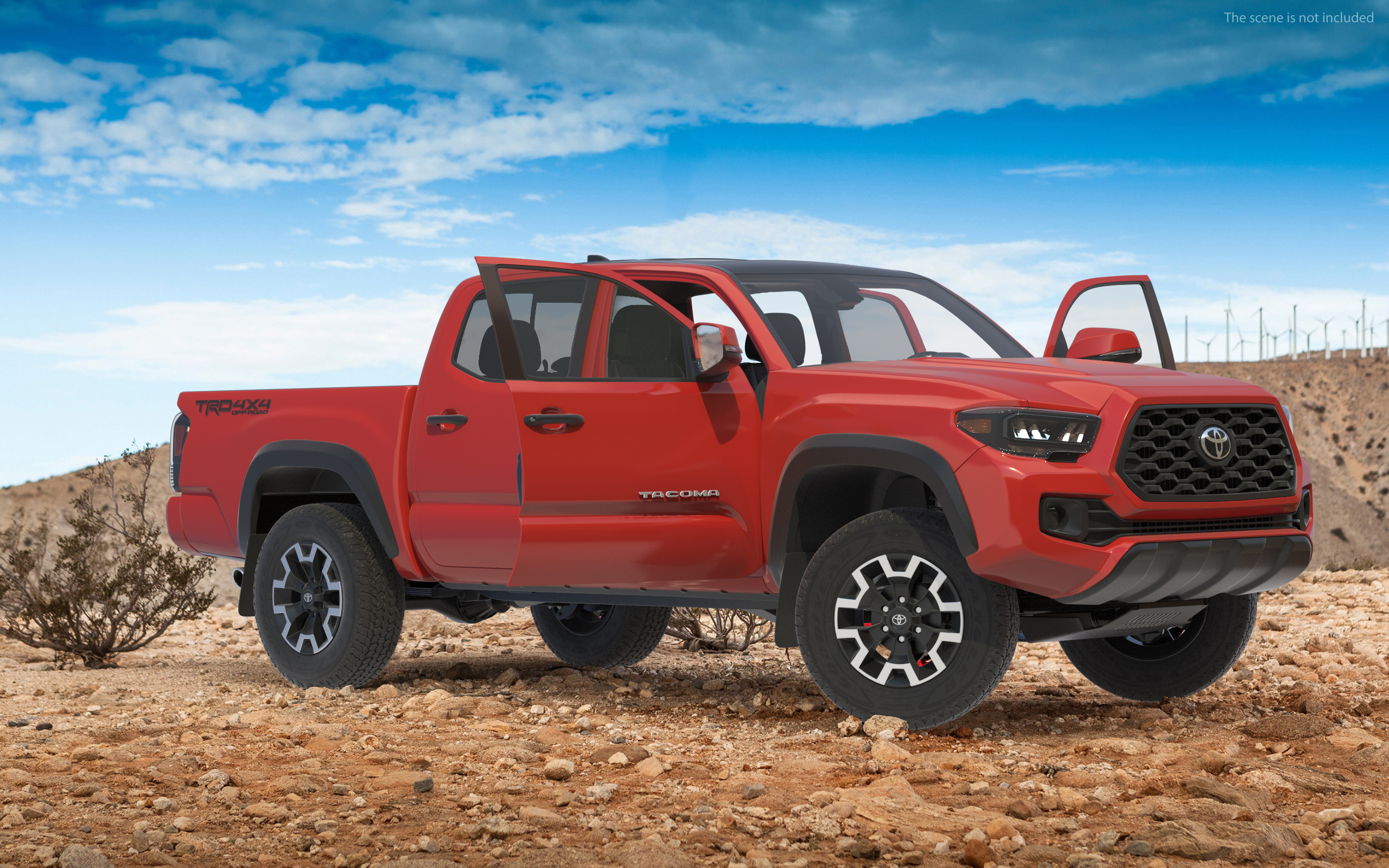 3D Toyota Tacoma TRD Off Road Red Metallic 2021 Rigged