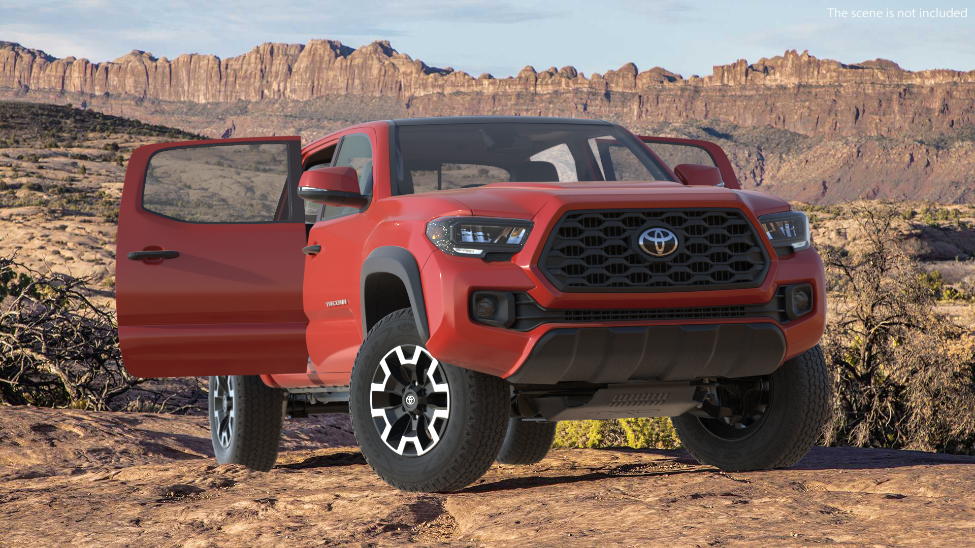 3D Toyota Tacoma TRD Off Road Red Metallic 2021 Rigged