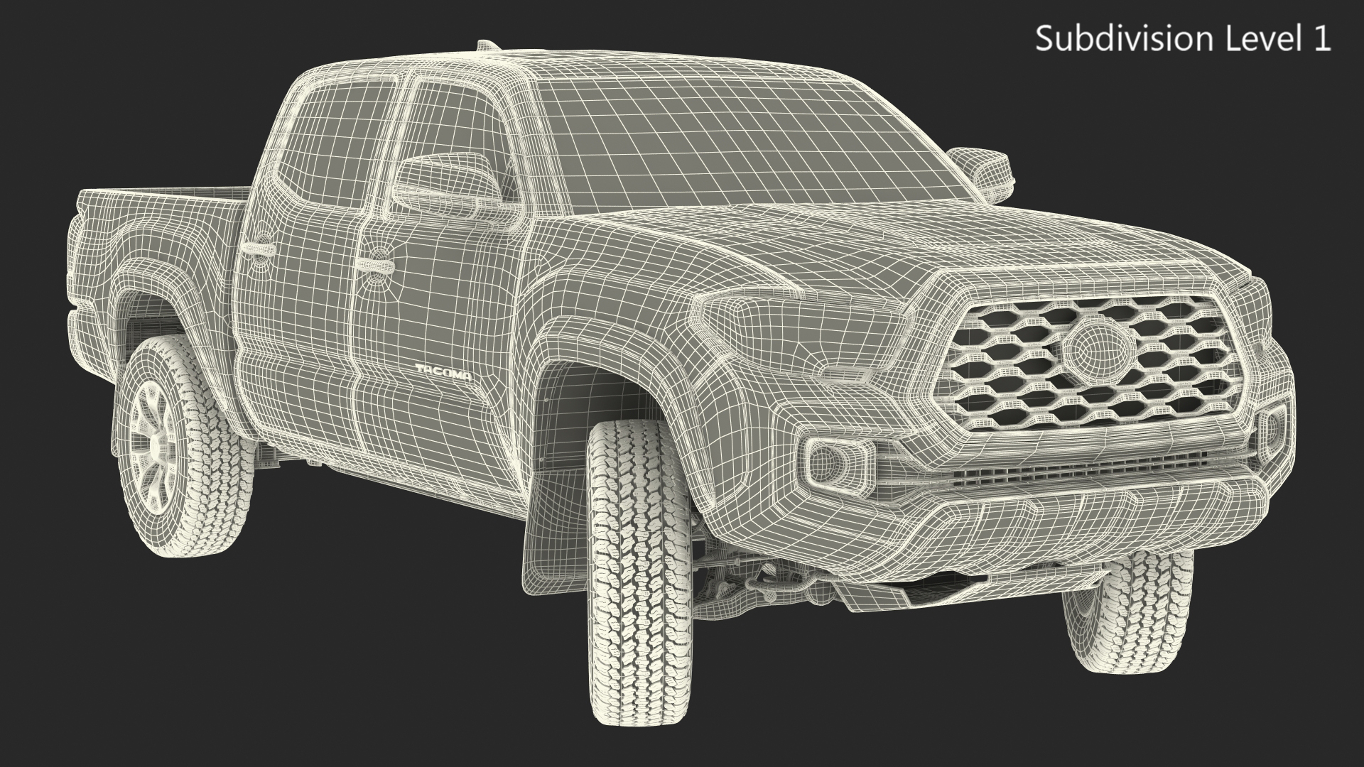 3D Toyota Tacoma TRD Off Road Red Metallic 2021 Rigged