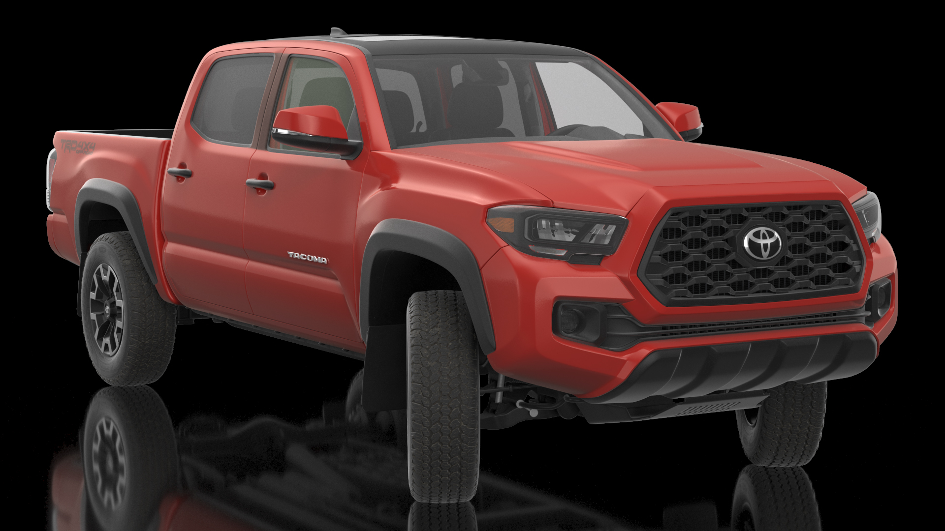 3D Toyota Tacoma TRD Off Road Red Metallic 2021 Rigged