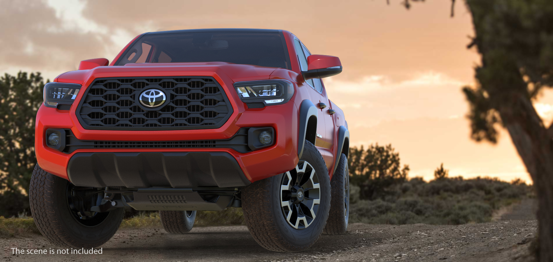 3D Toyota Tacoma TRD Off Road Red Metallic 2021 Rigged