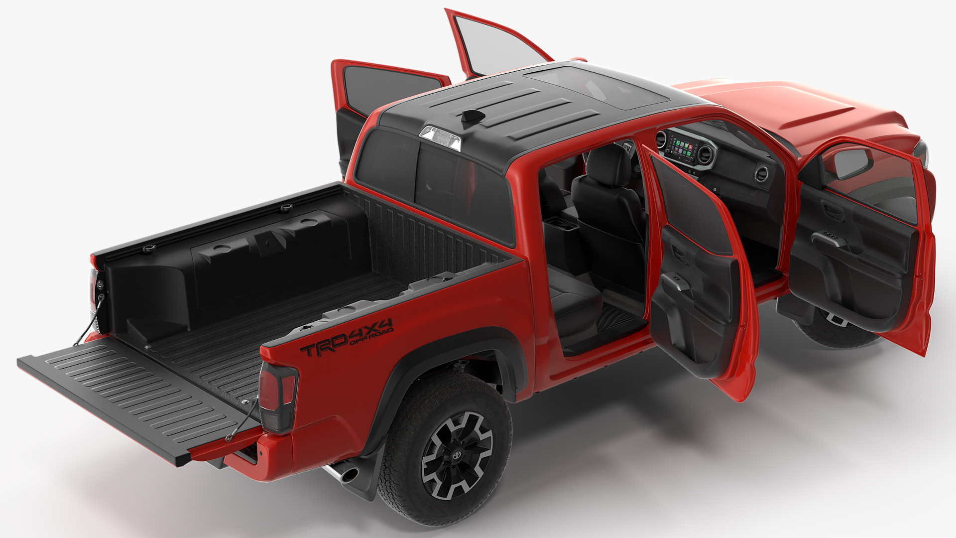 3D Toyota Tacoma TRD Off Road Red Metallic 2021 Rigged