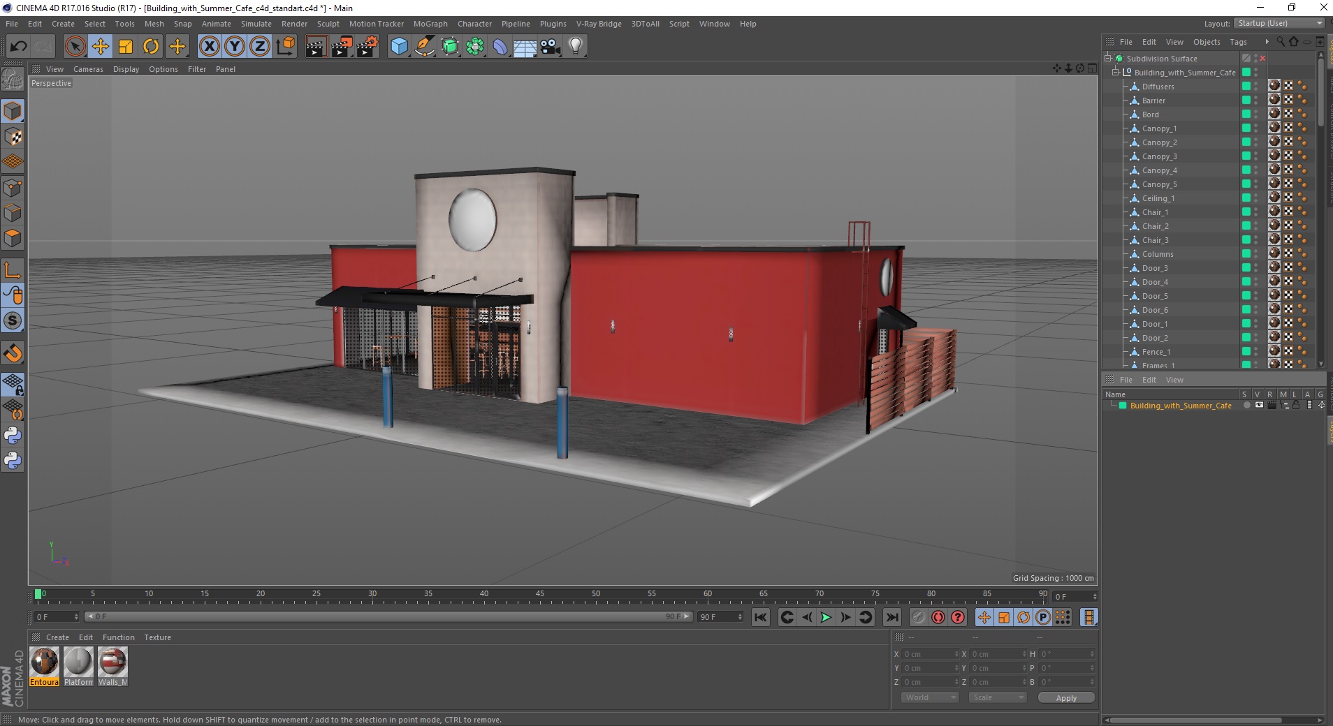 3D model Building with Summer Cafe