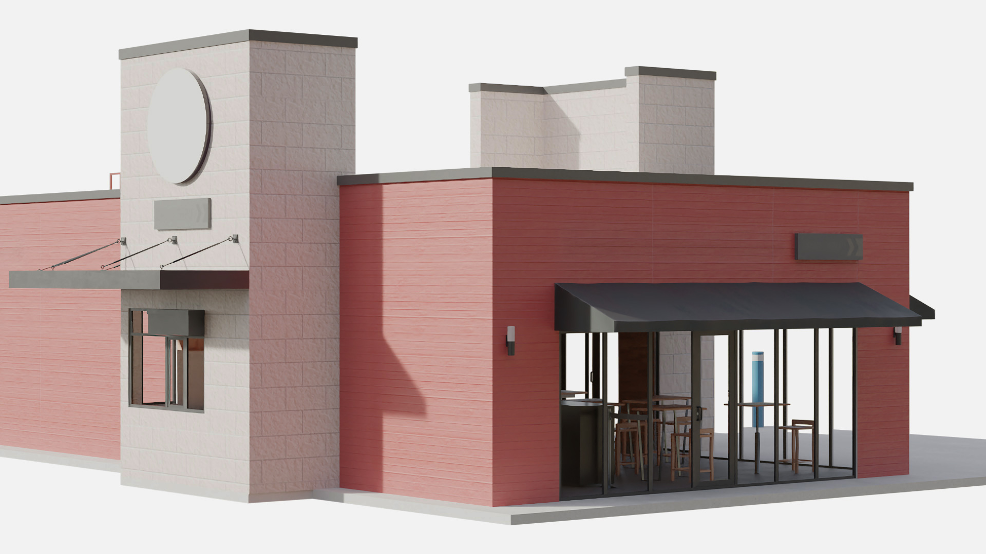 3D model Building with Summer Cafe