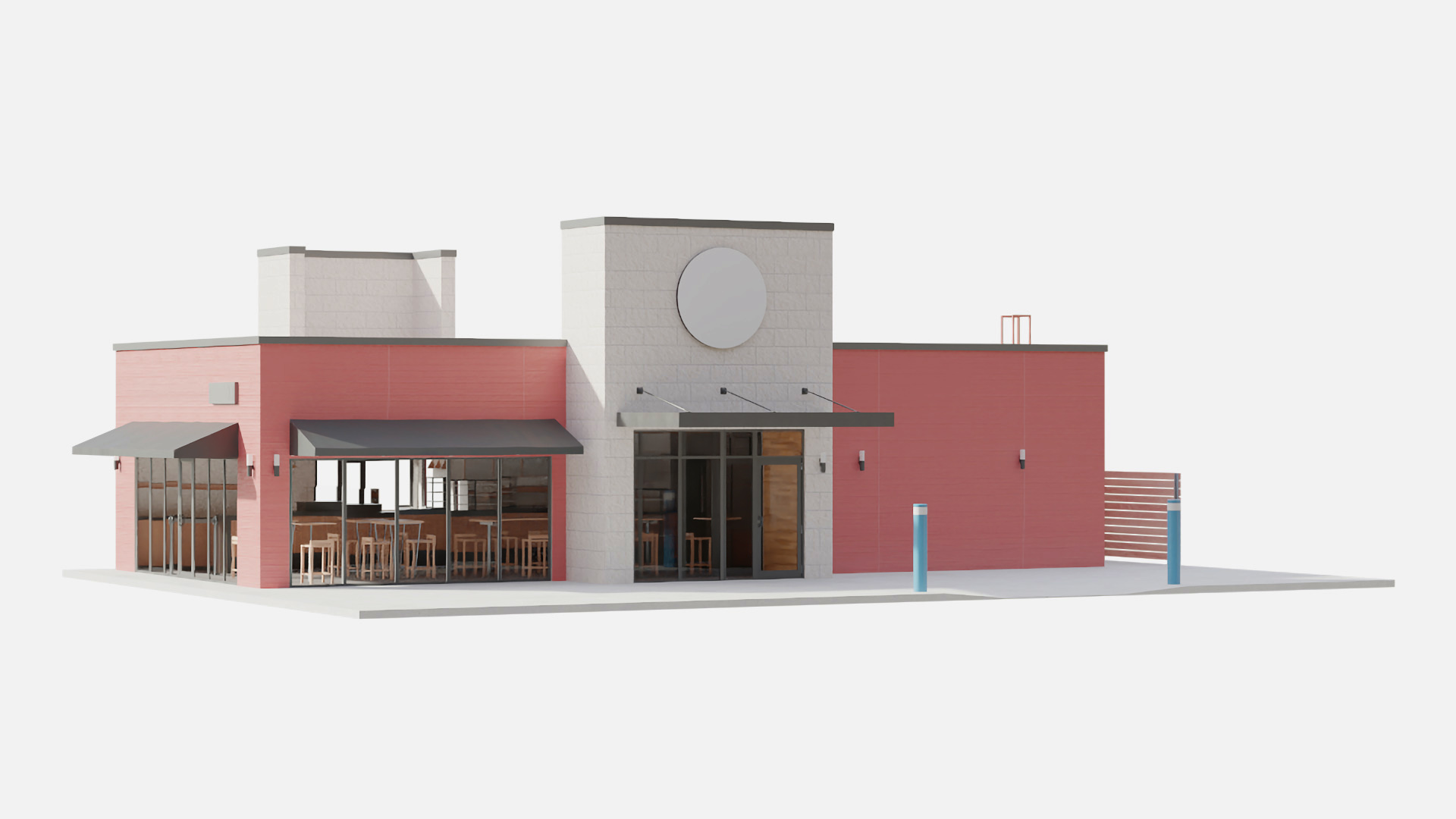 3D model Building with Summer Cafe