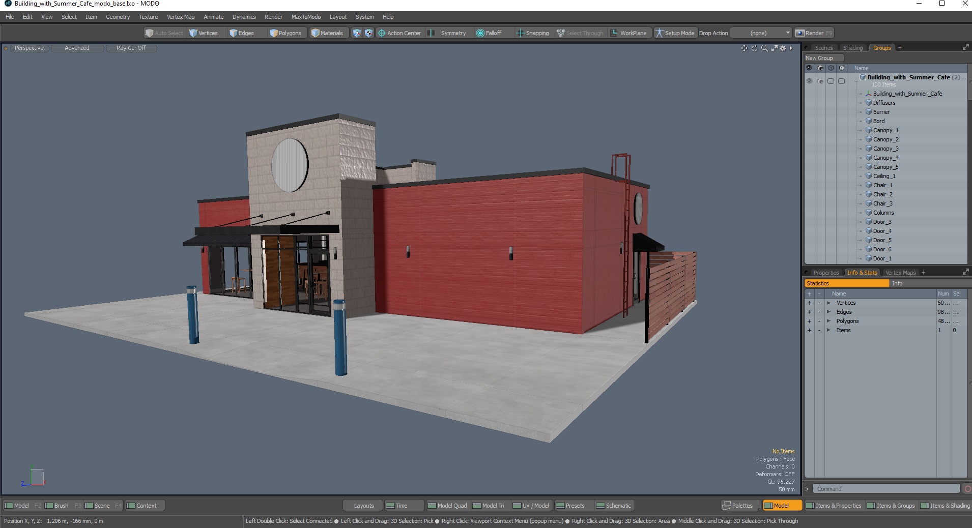 3D model Building with Summer Cafe