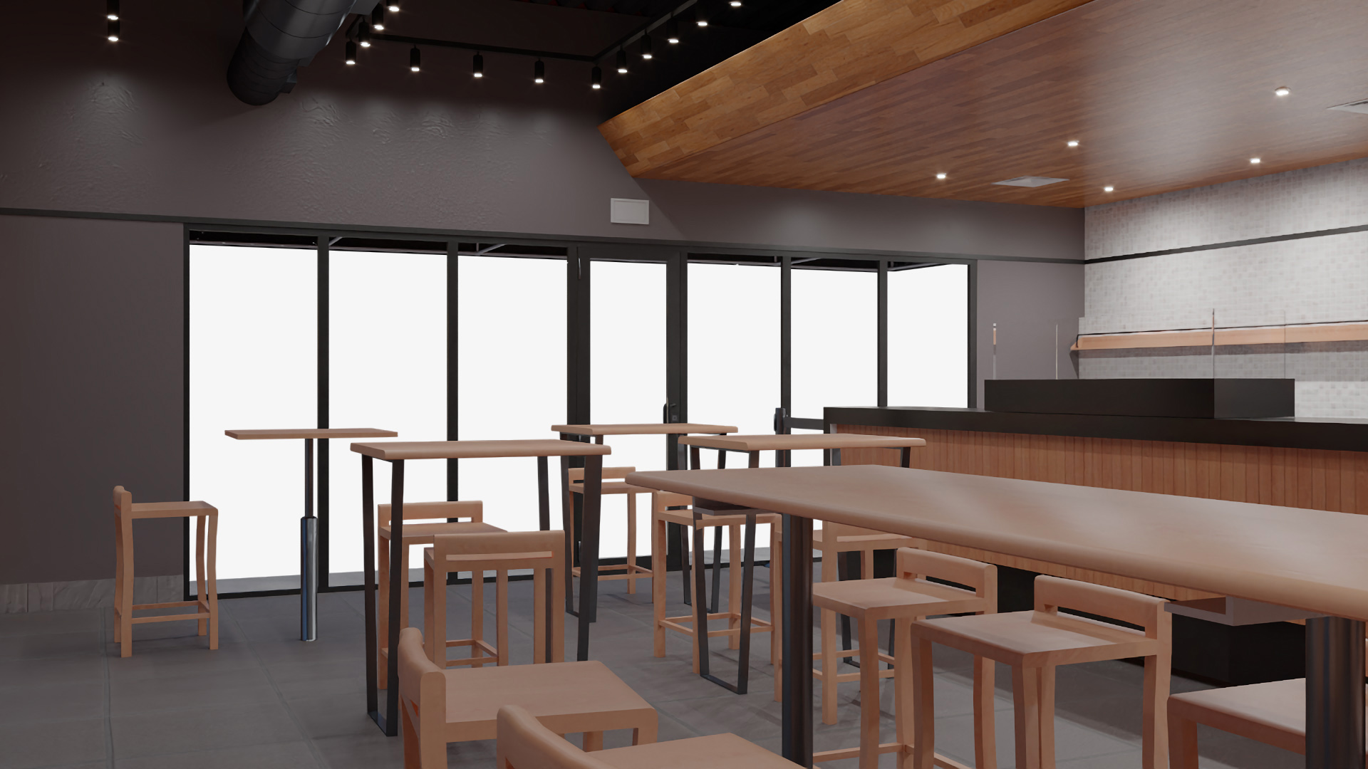 3D model Building with Summer Cafe