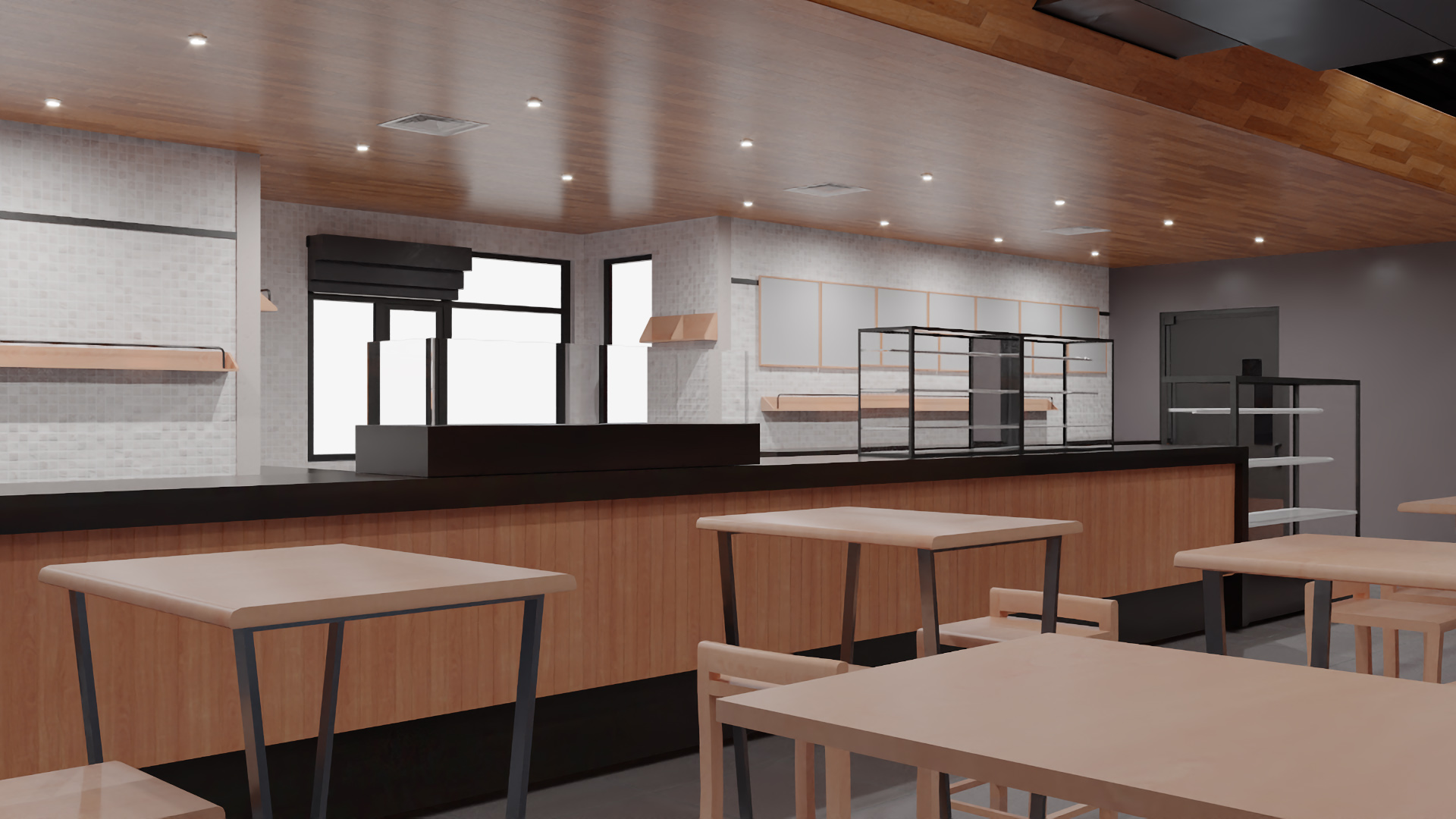 3D model Building with Summer Cafe
