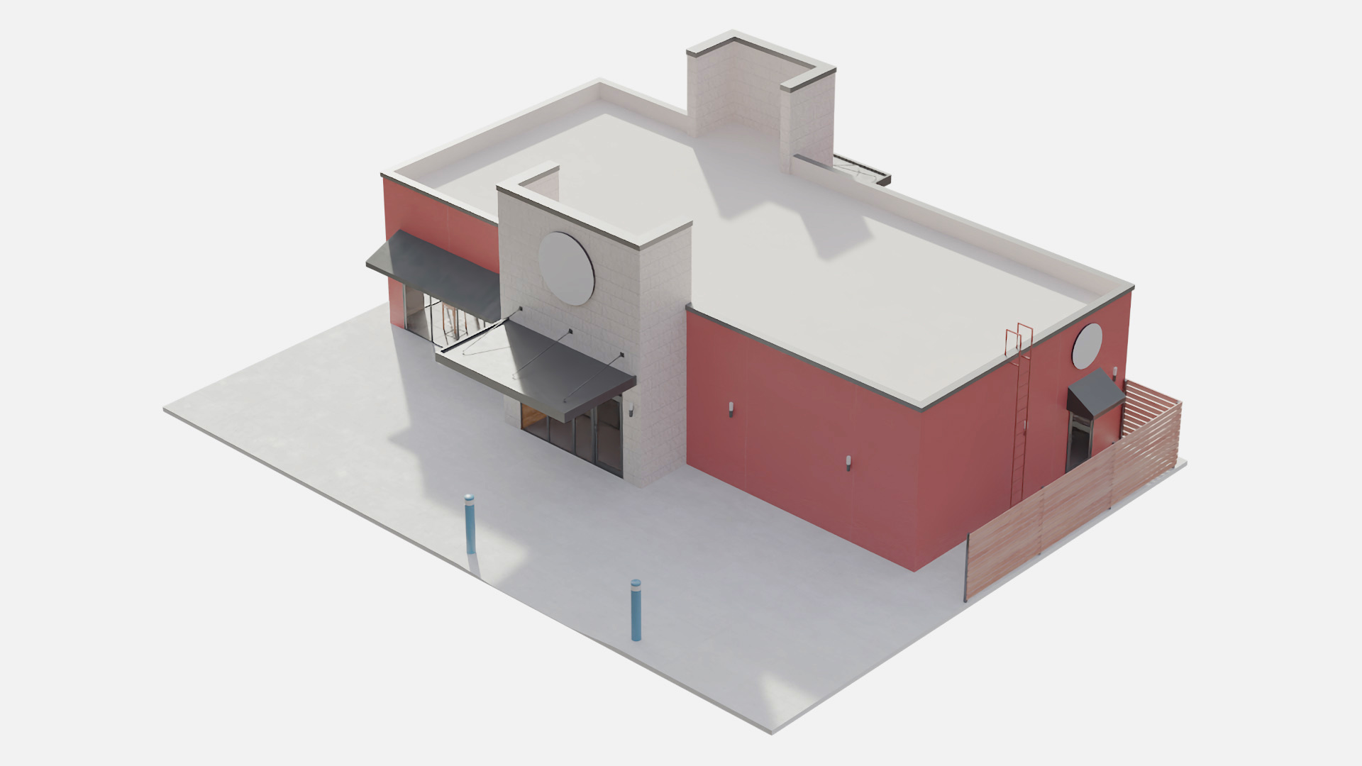 3D model Building with Summer Cafe