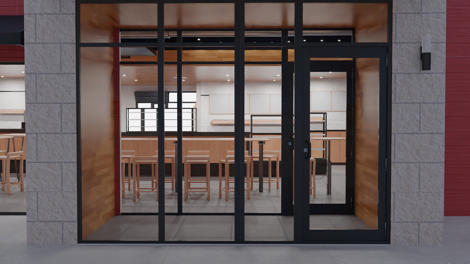 3D model Building with Summer Cafe