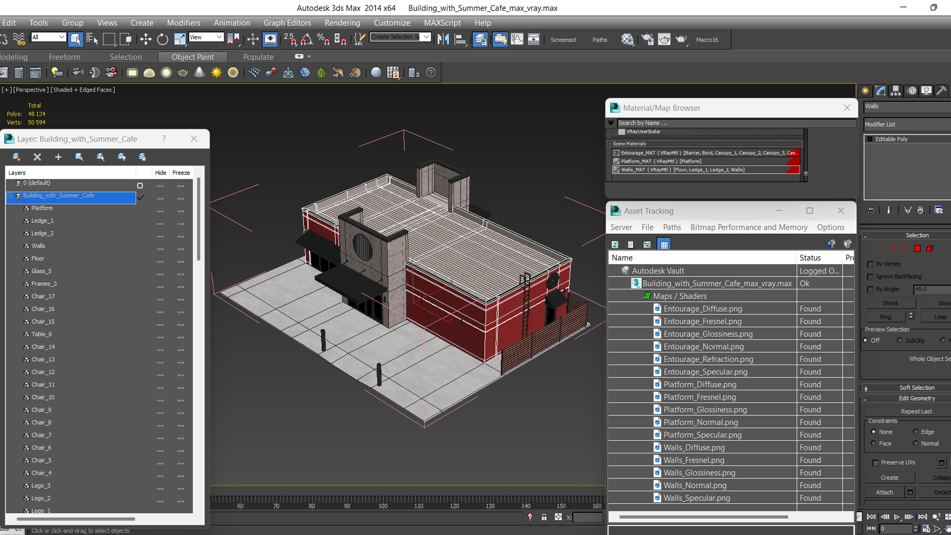 3D model Building with Summer Cafe