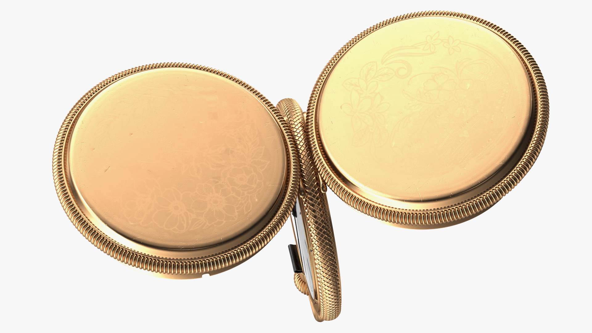 3D Vintage Brass Pocket Watch Open