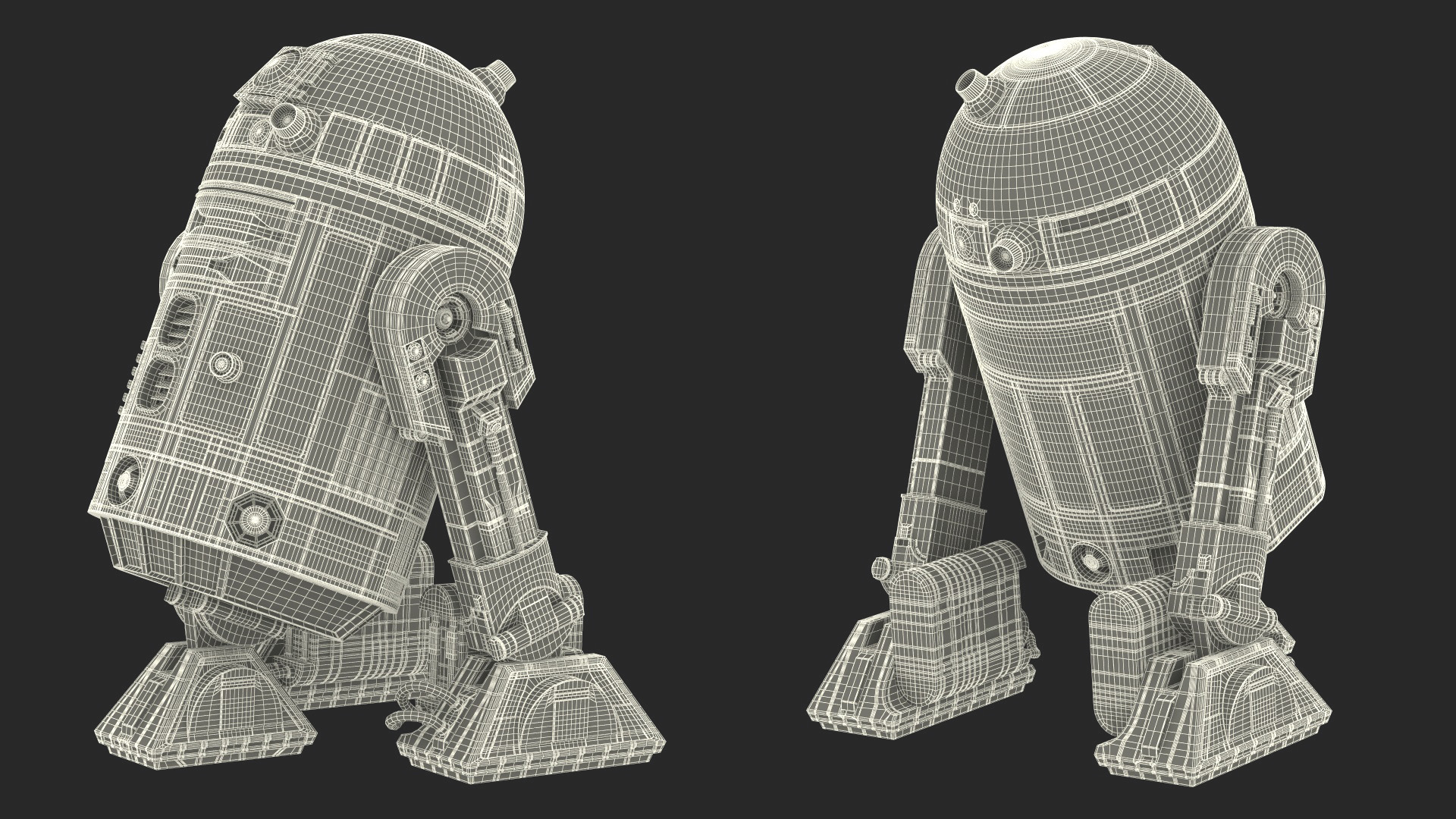 Space Fighter X-Wing Starship with R2-D2 Rigged 3D