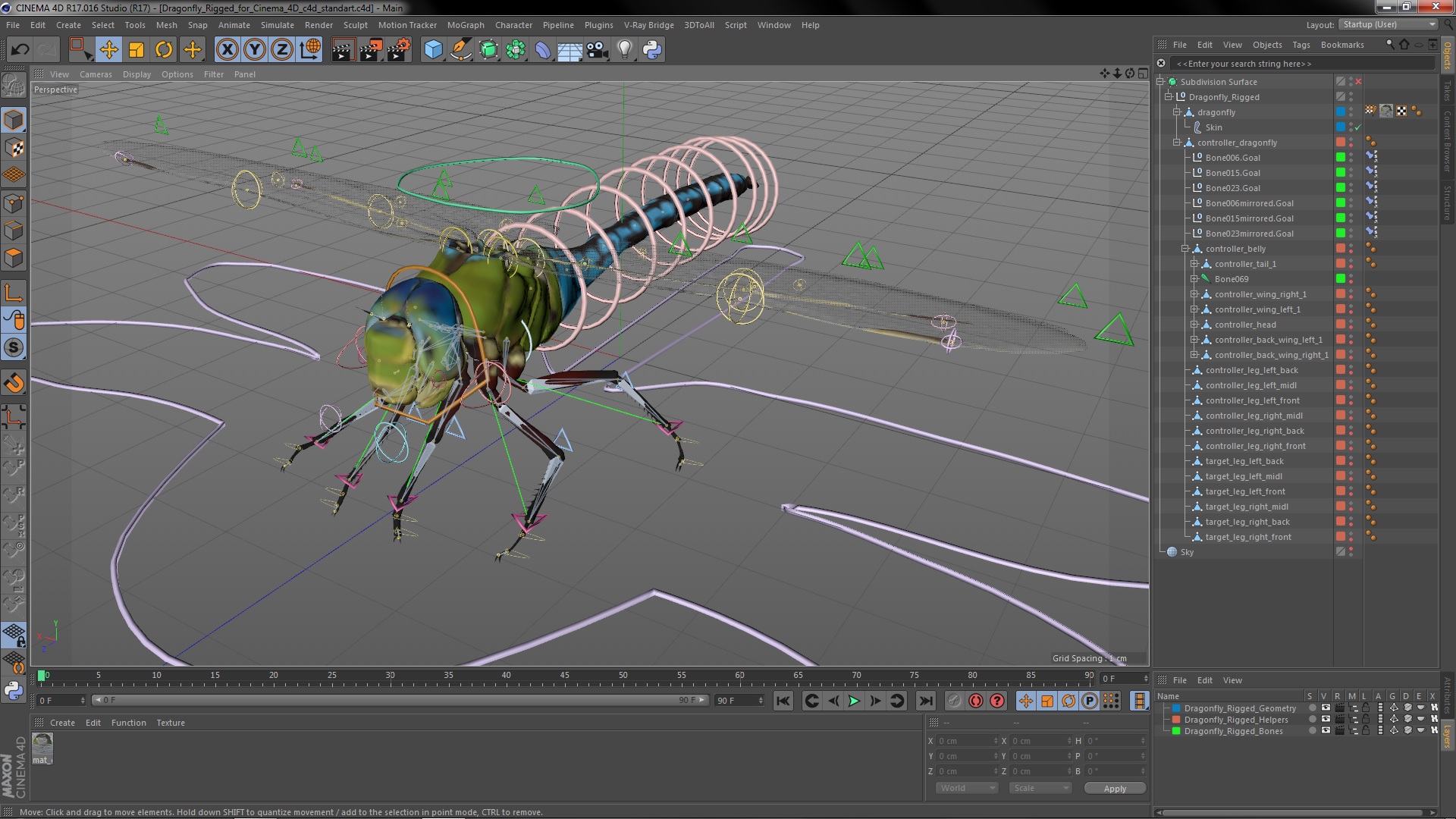 3D model Dragonfly Rigged for Cinema 4D