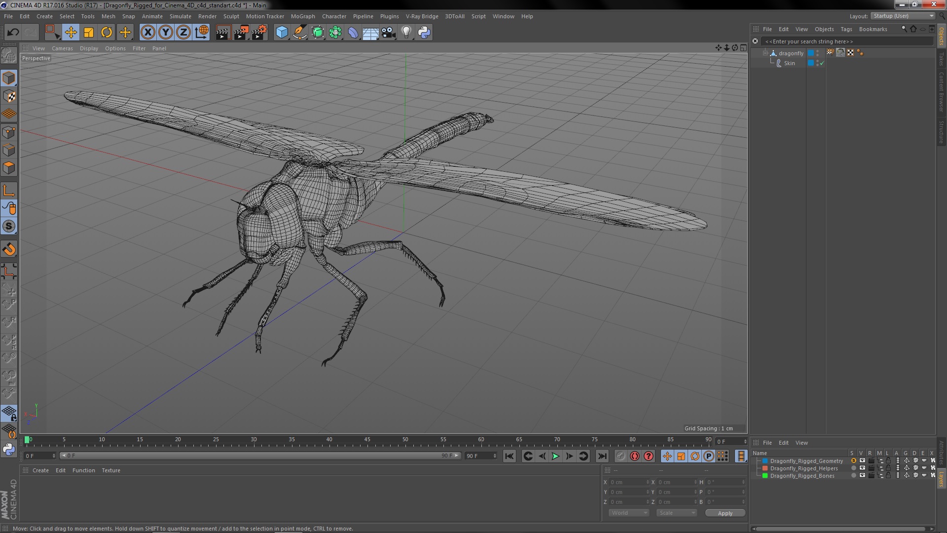 3D model Dragonfly Rigged for Cinema 4D