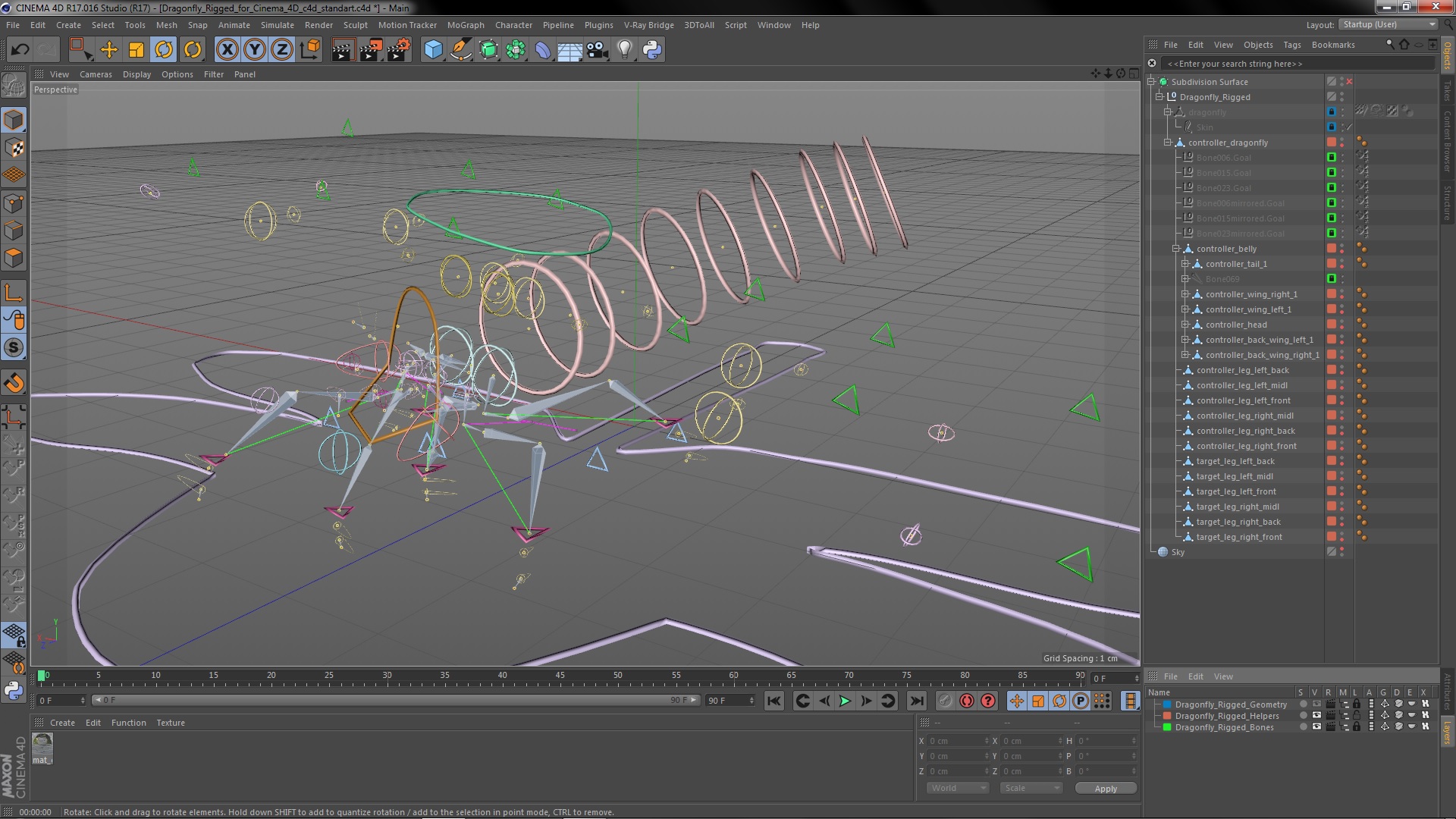 3D model Dragonfly Rigged for Cinema 4D
