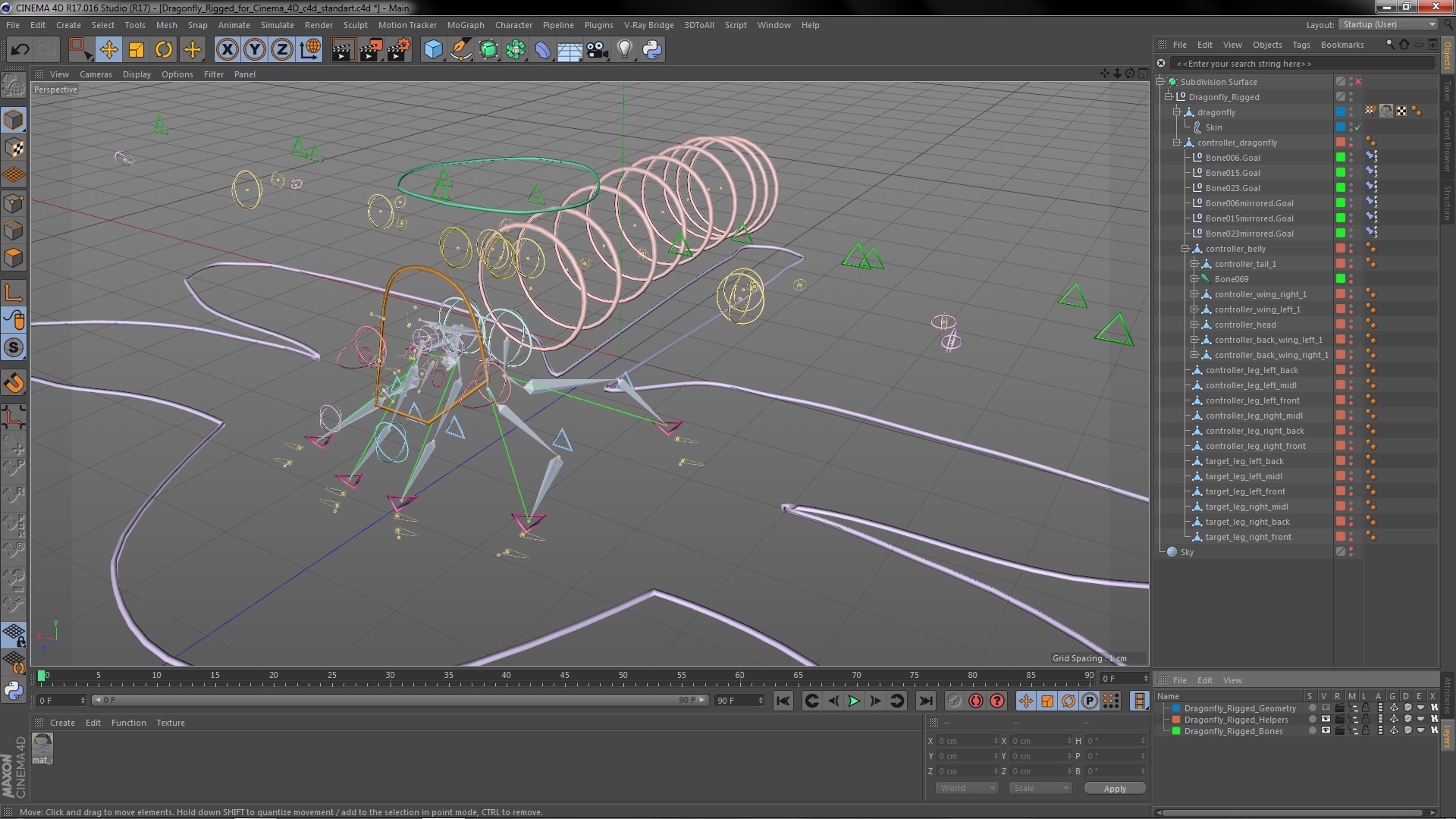 3D model Dragonfly Rigged for Cinema 4D