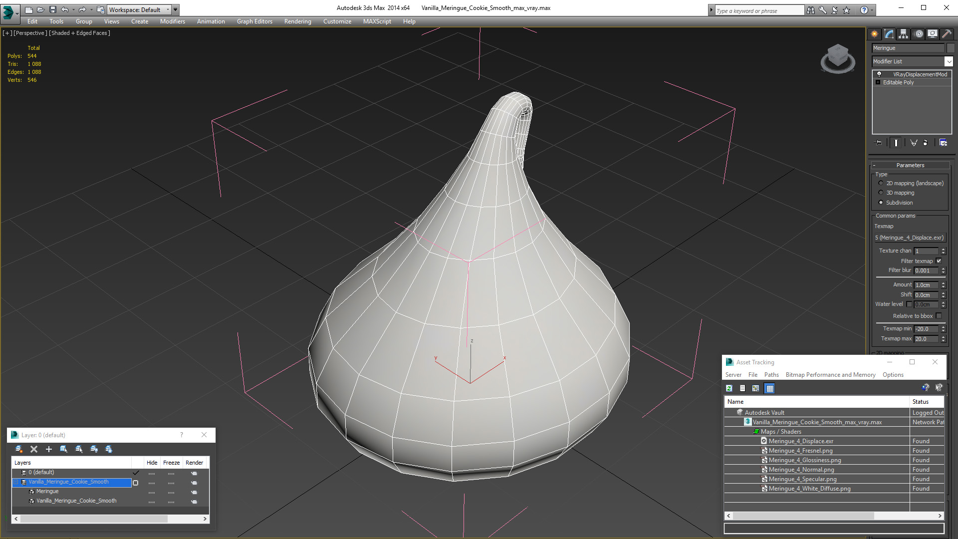 3D model Vanilla Meringue Cookie Smooth