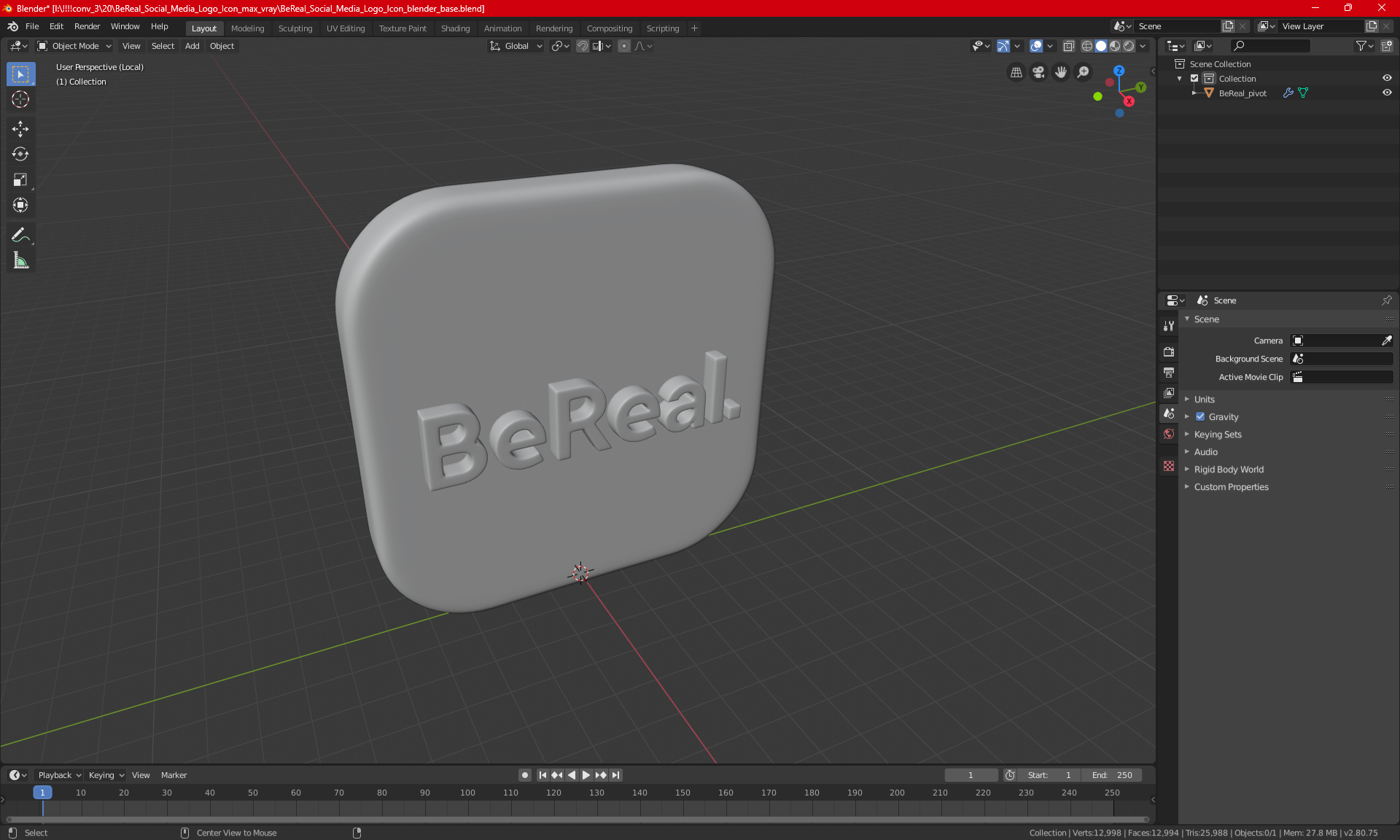 BeReal Social Media Logo Icon 3D model