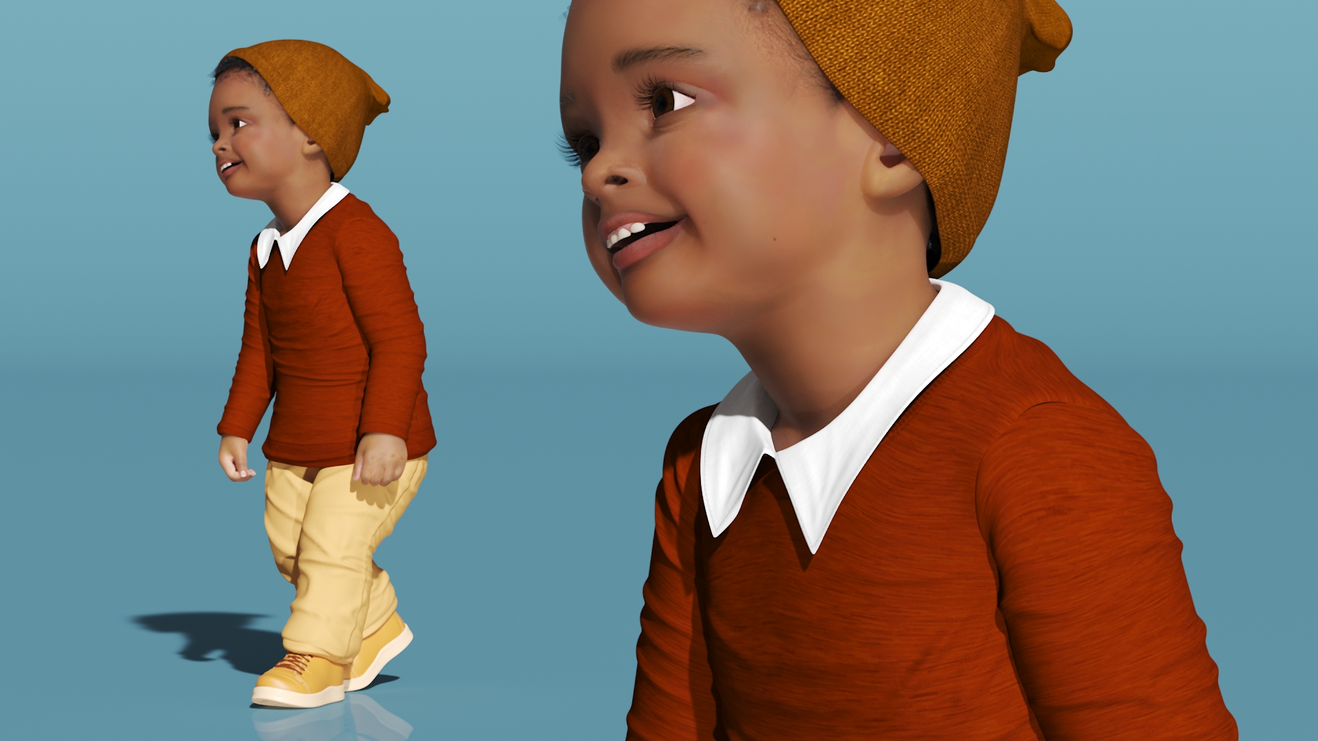 African Baby Boy Light Skin Outdoor Style Walking 3D model