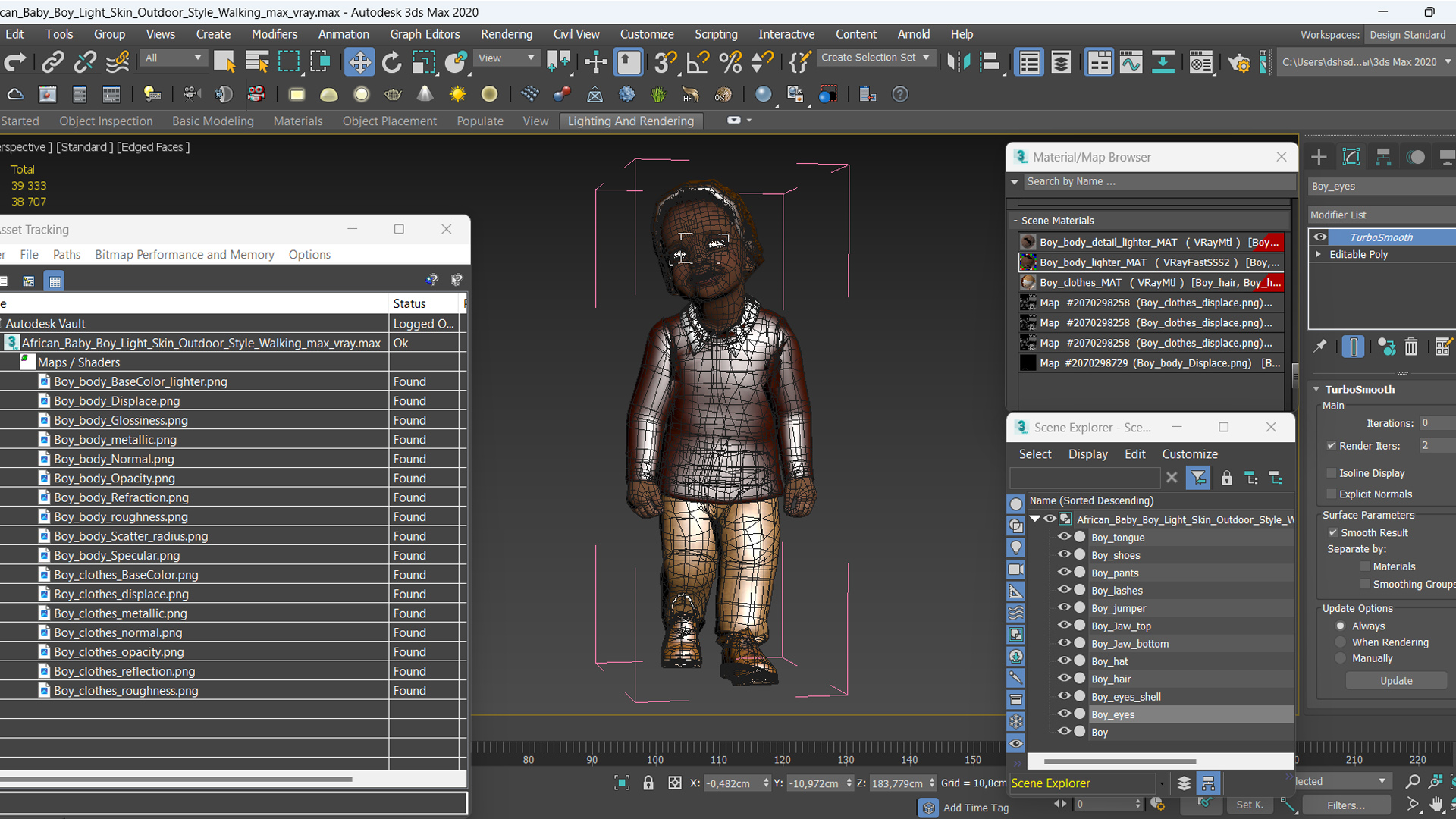 African Baby Boy Light Skin Outdoor Style Walking 3D model