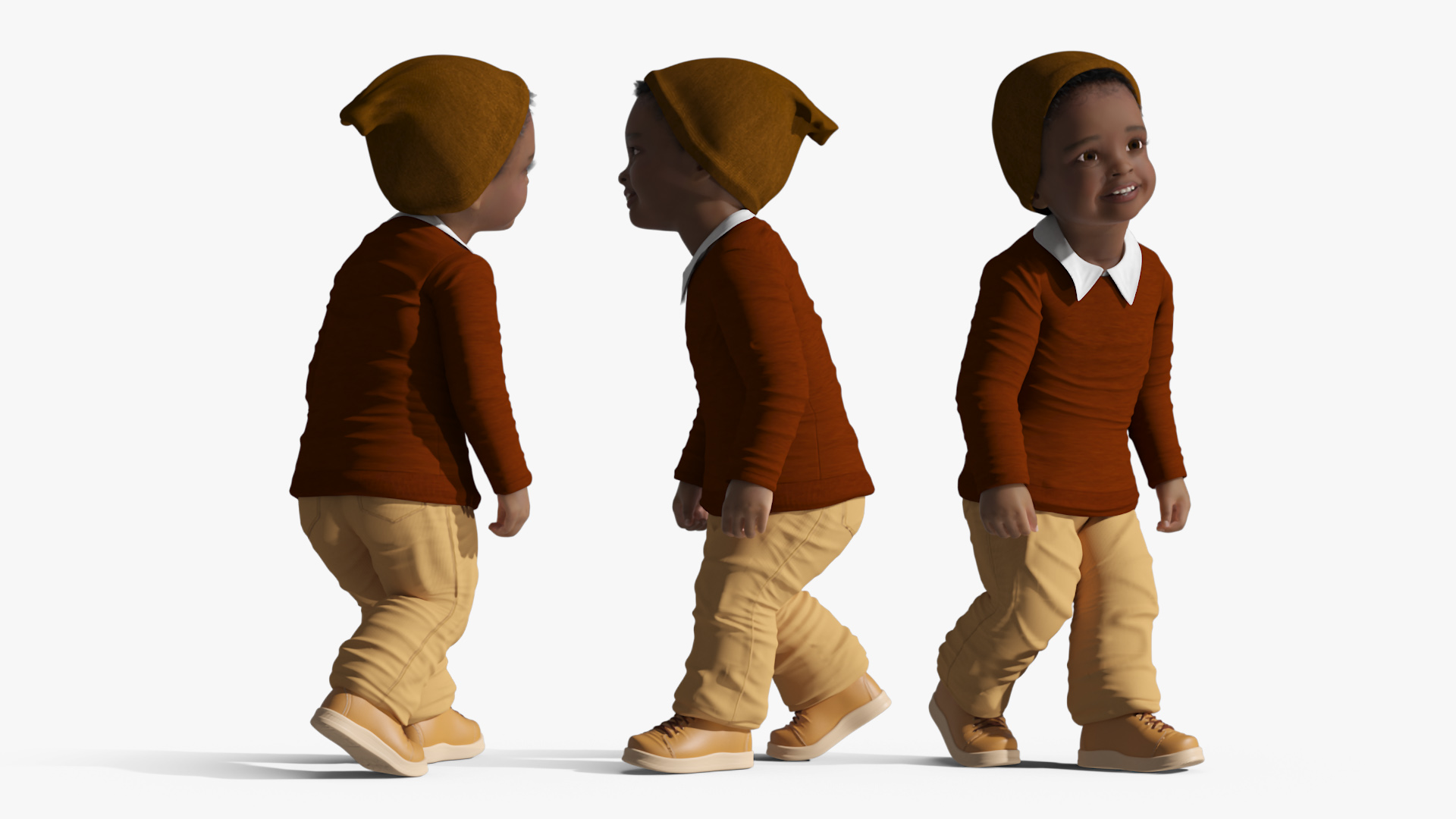 African Baby Boy Light Skin Outdoor Style Walking 3D model