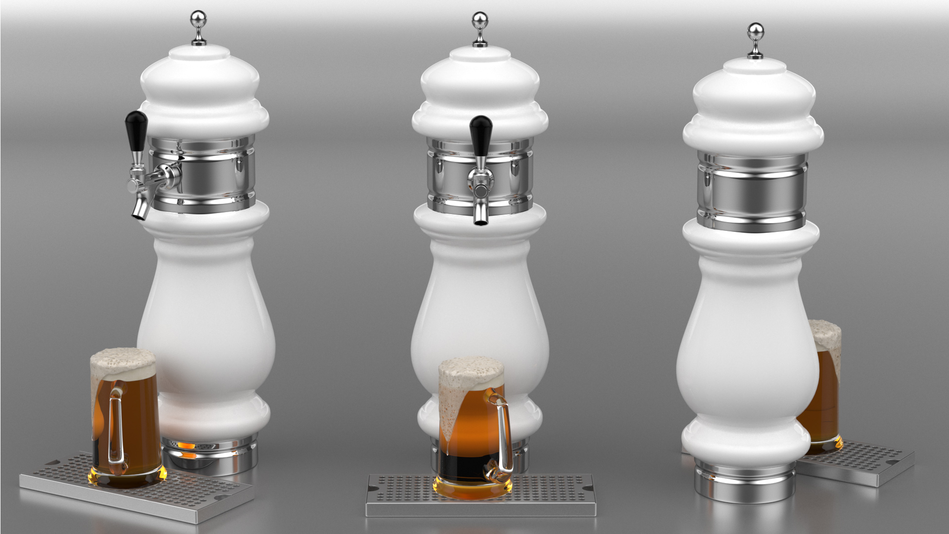 3D model Ceramic Faucet Draft Beer Tower with Beer Mug