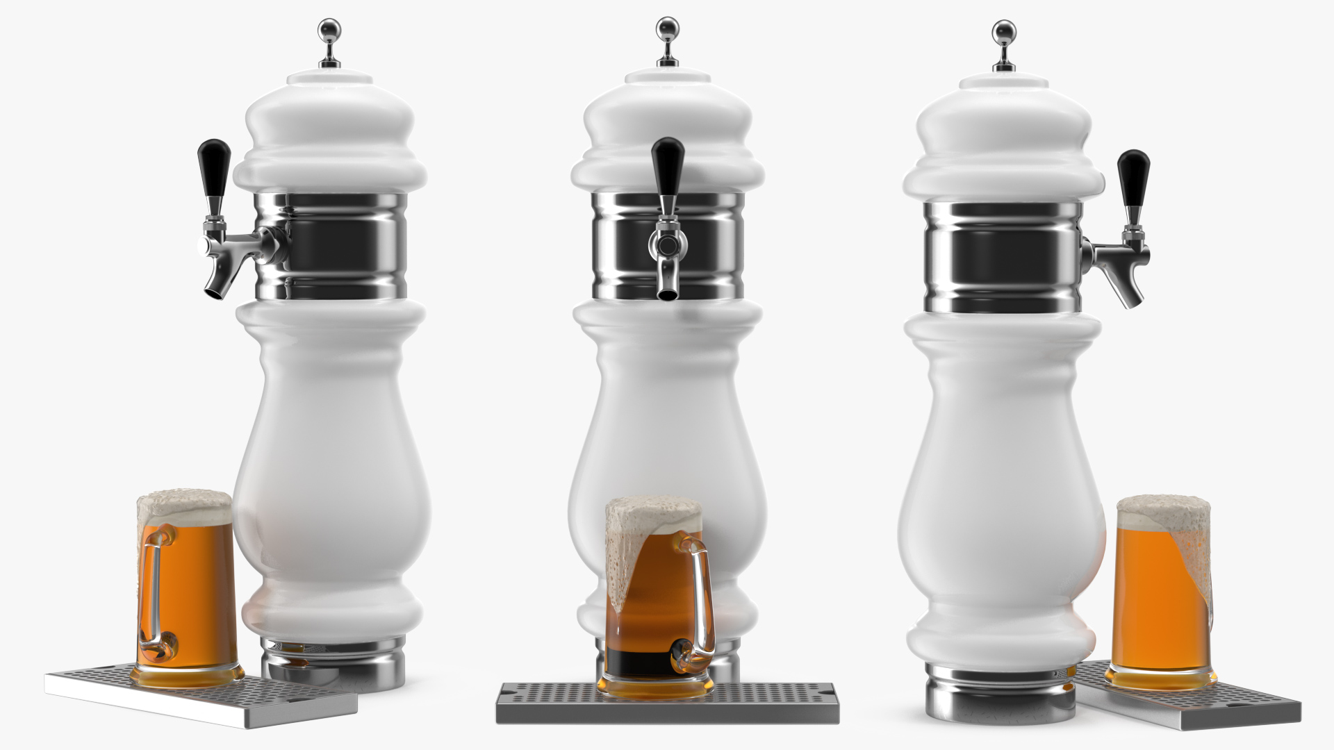 3D model Ceramic Faucet Draft Beer Tower with Beer Mug