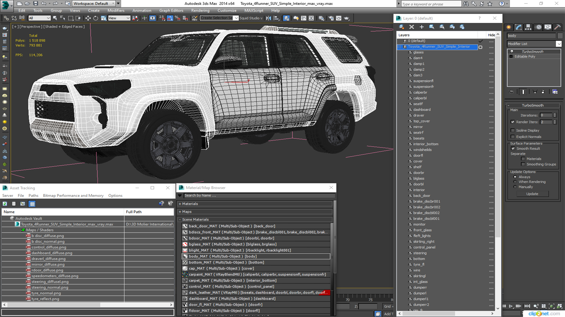 Toyota 4Runner SUV Simple Interior 3D model