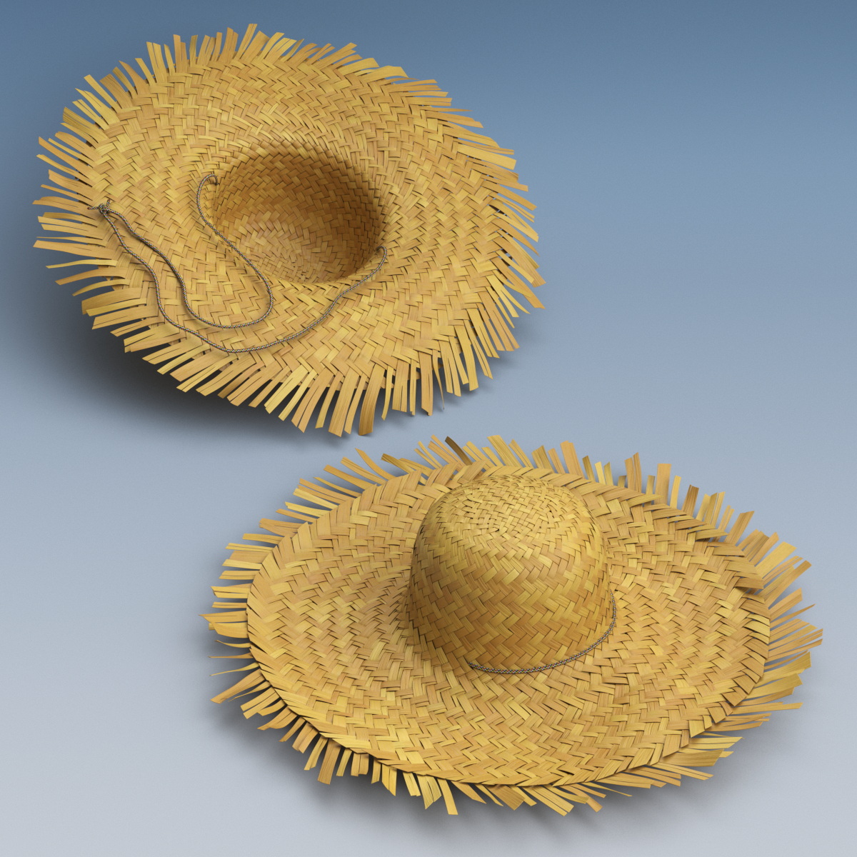Woven Straw Sun Hat 3D model preview