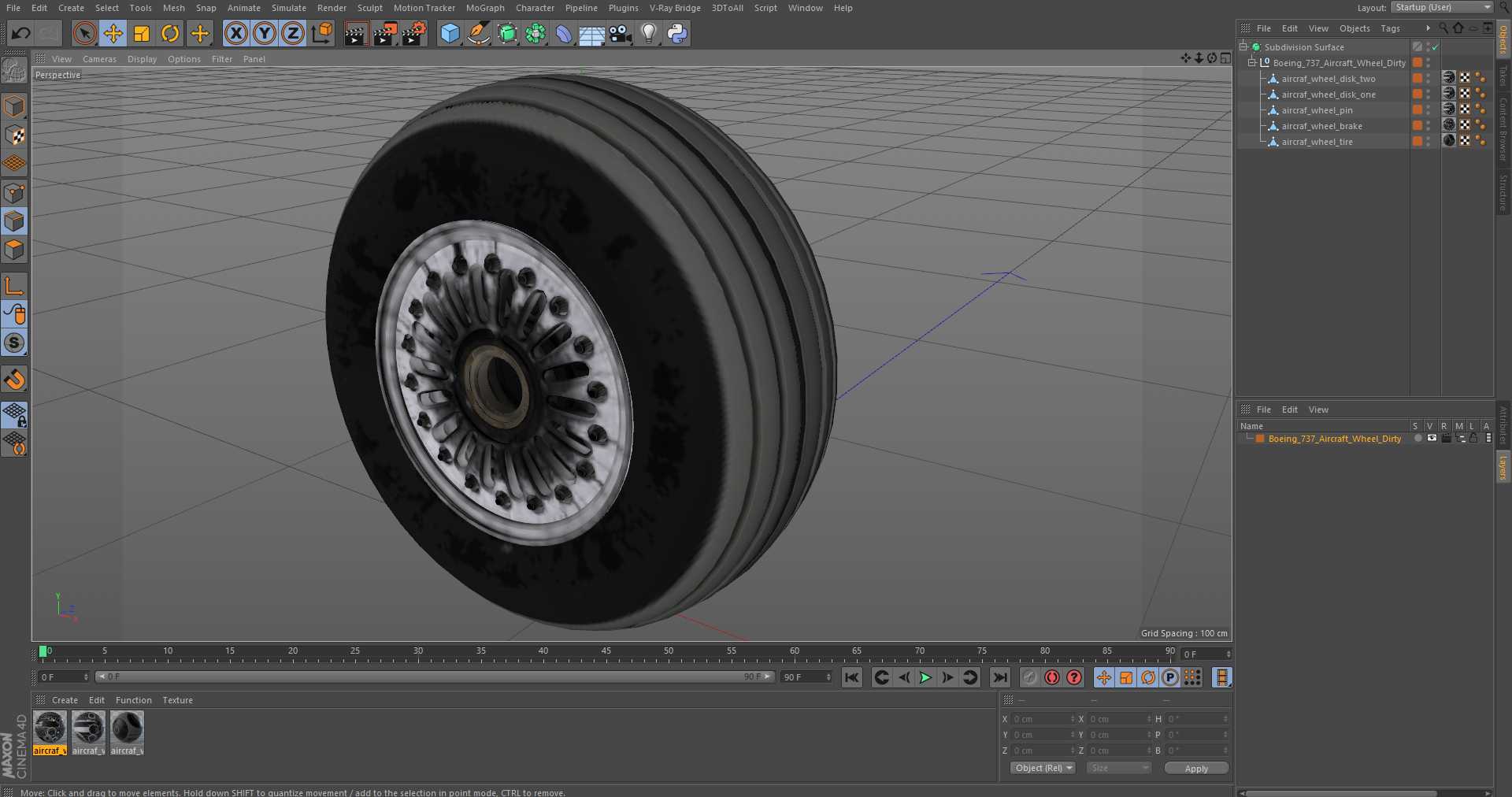 3D Boeing 737 Aircraft Wheel Dirty