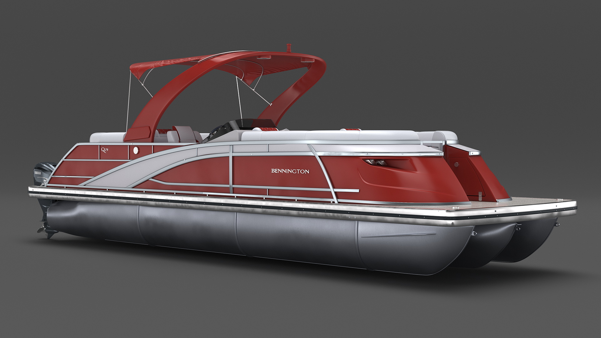 3D Pontoon Boat Bennington Q LINE 2024 Red Rigged