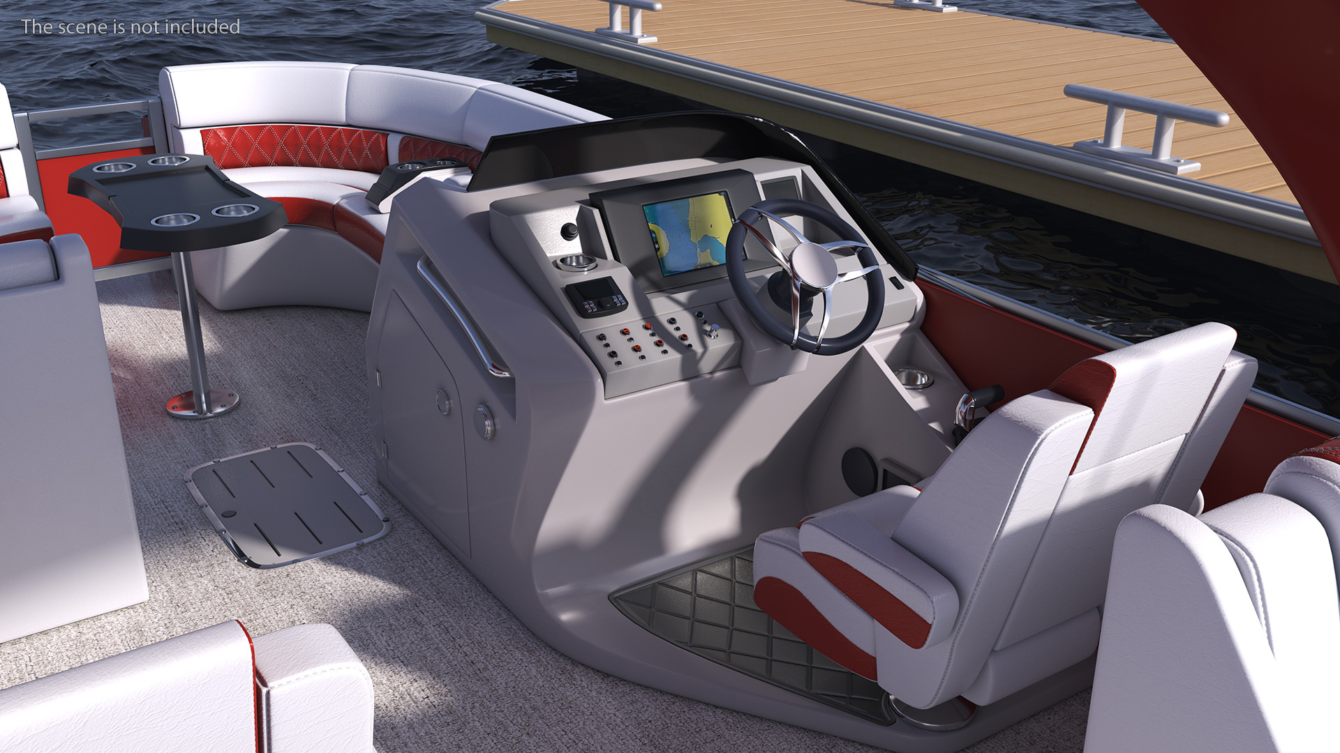 3D Pontoon Boat Bennington Q LINE 2024 Red Rigged