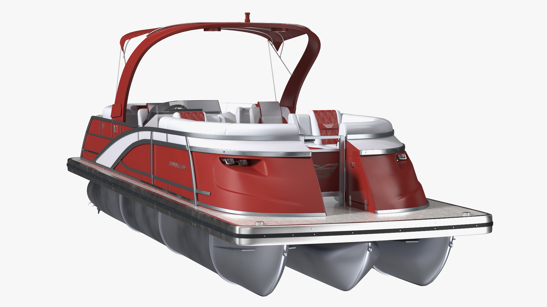 3D Pontoon Boat Bennington Q LINE 2024 Red Rigged