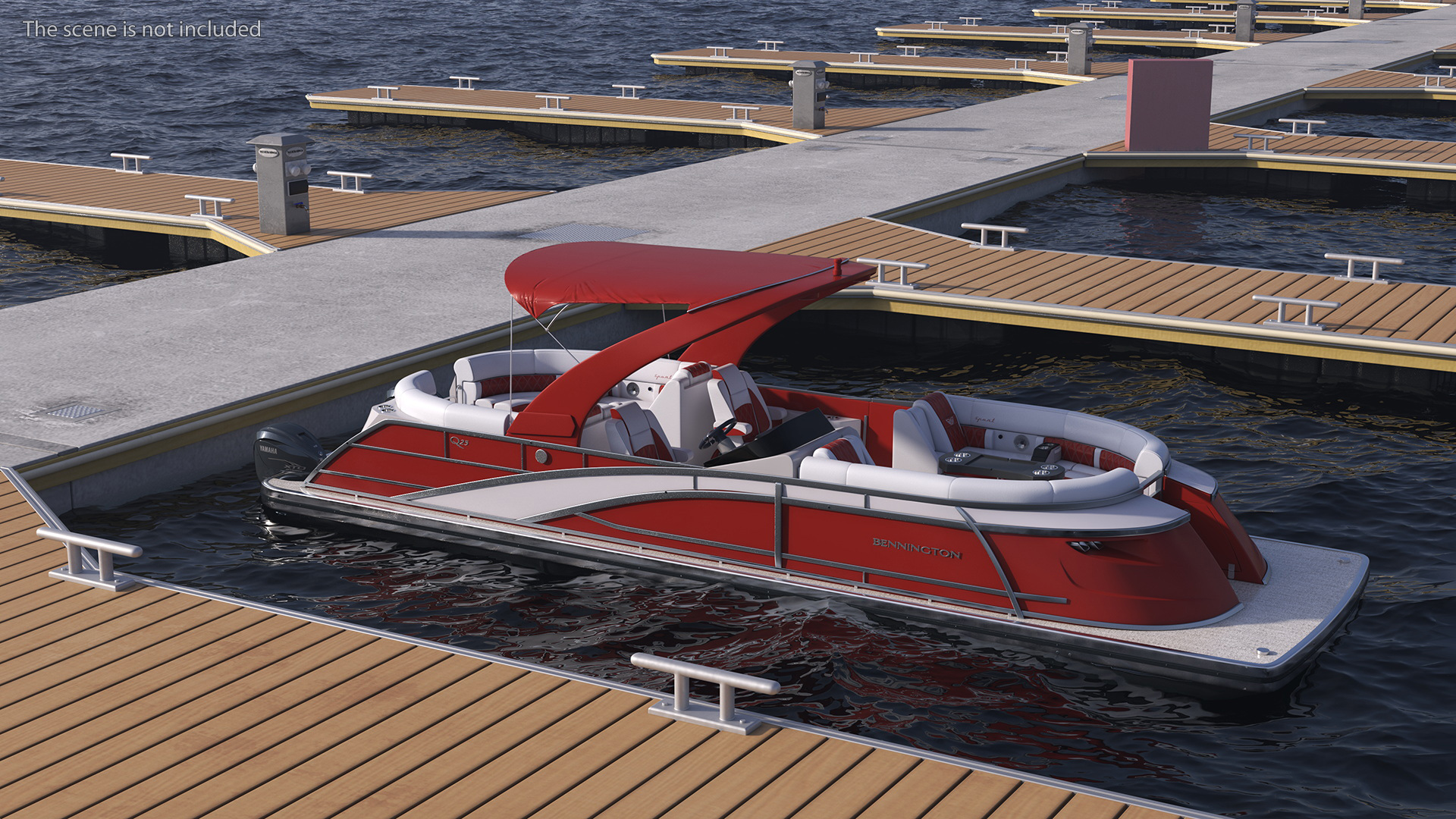 3D Pontoon Boat Bennington Q LINE 2024 Red Rigged