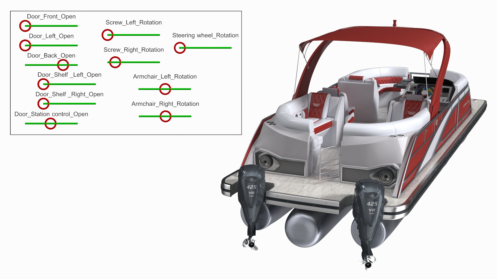 3D Pontoon Boat Bennington Q LINE 2024 Red Rigged