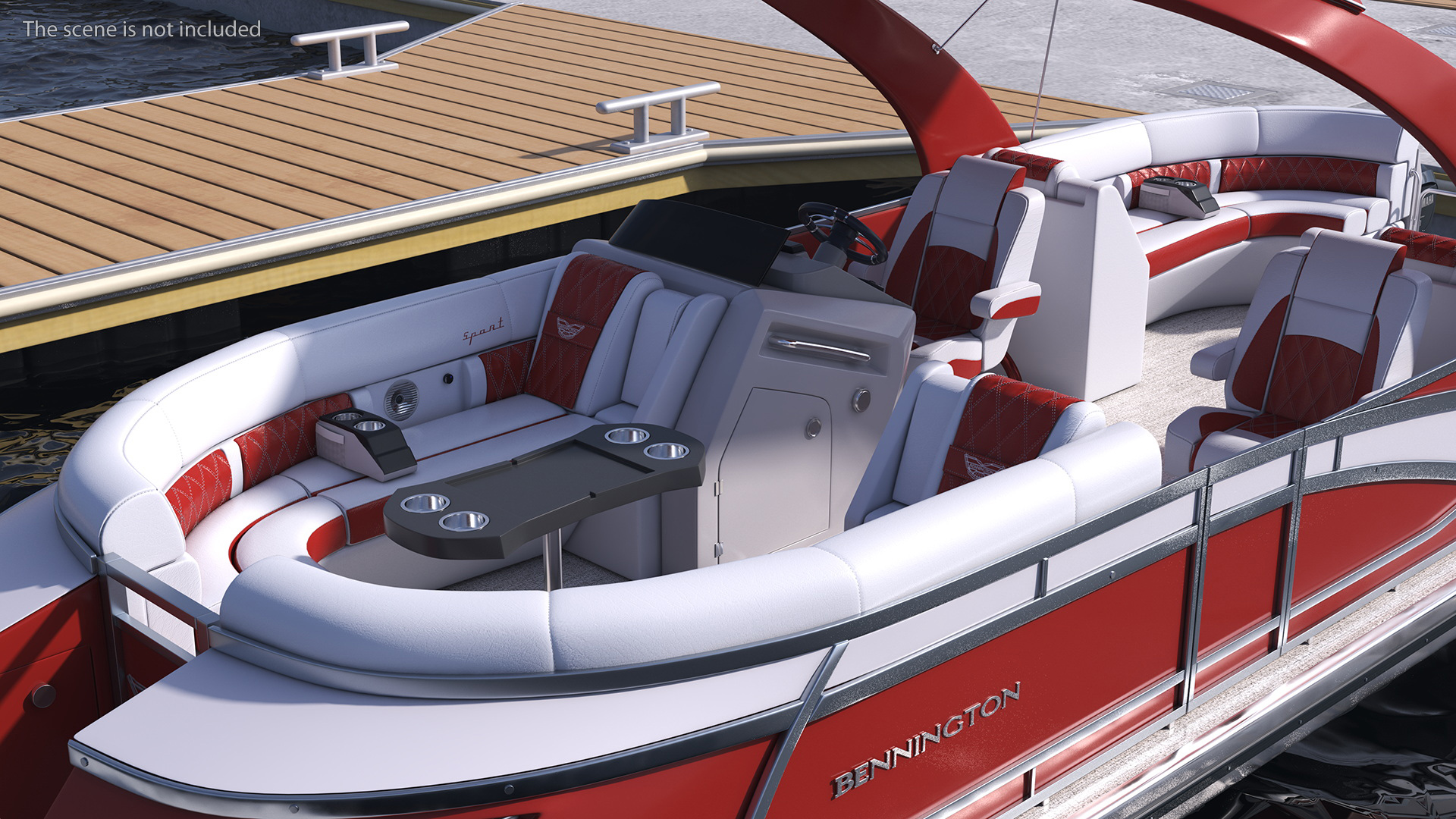3D Pontoon Boat Bennington Q LINE 2024 Red Rigged