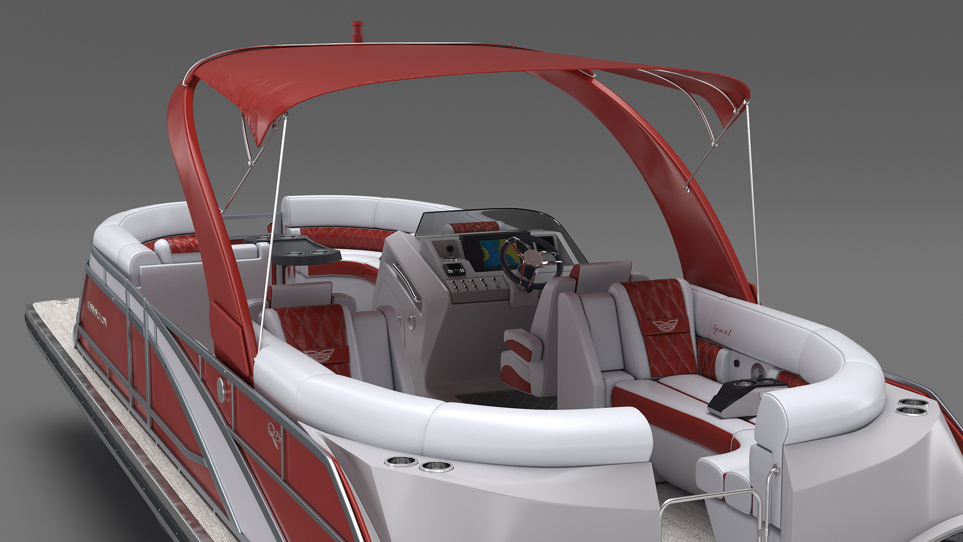 3D Pontoon Boat Bennington Q LINE 2024 Red Rigged