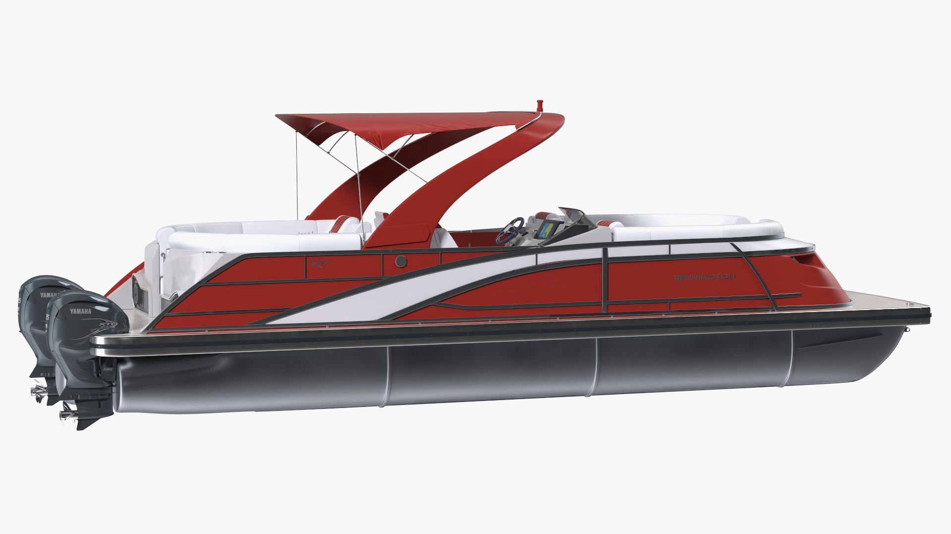 3D Pontoon Boat Bennington Q LINE 2024 Red Rigged