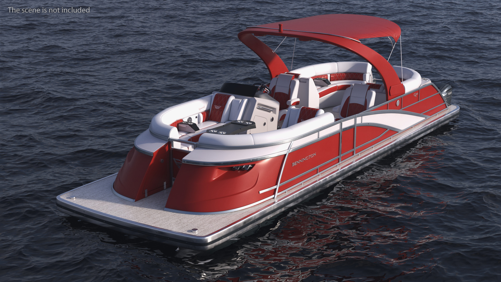 3D Pontoon Boat Bennington Q LINE 2024 Red Rigged
