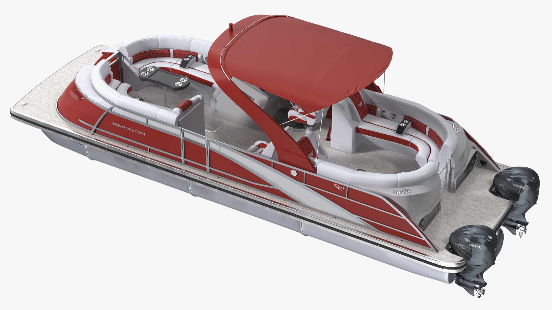 3D Pontoon Boat Bennington Q LINE 2024 Red Rigged