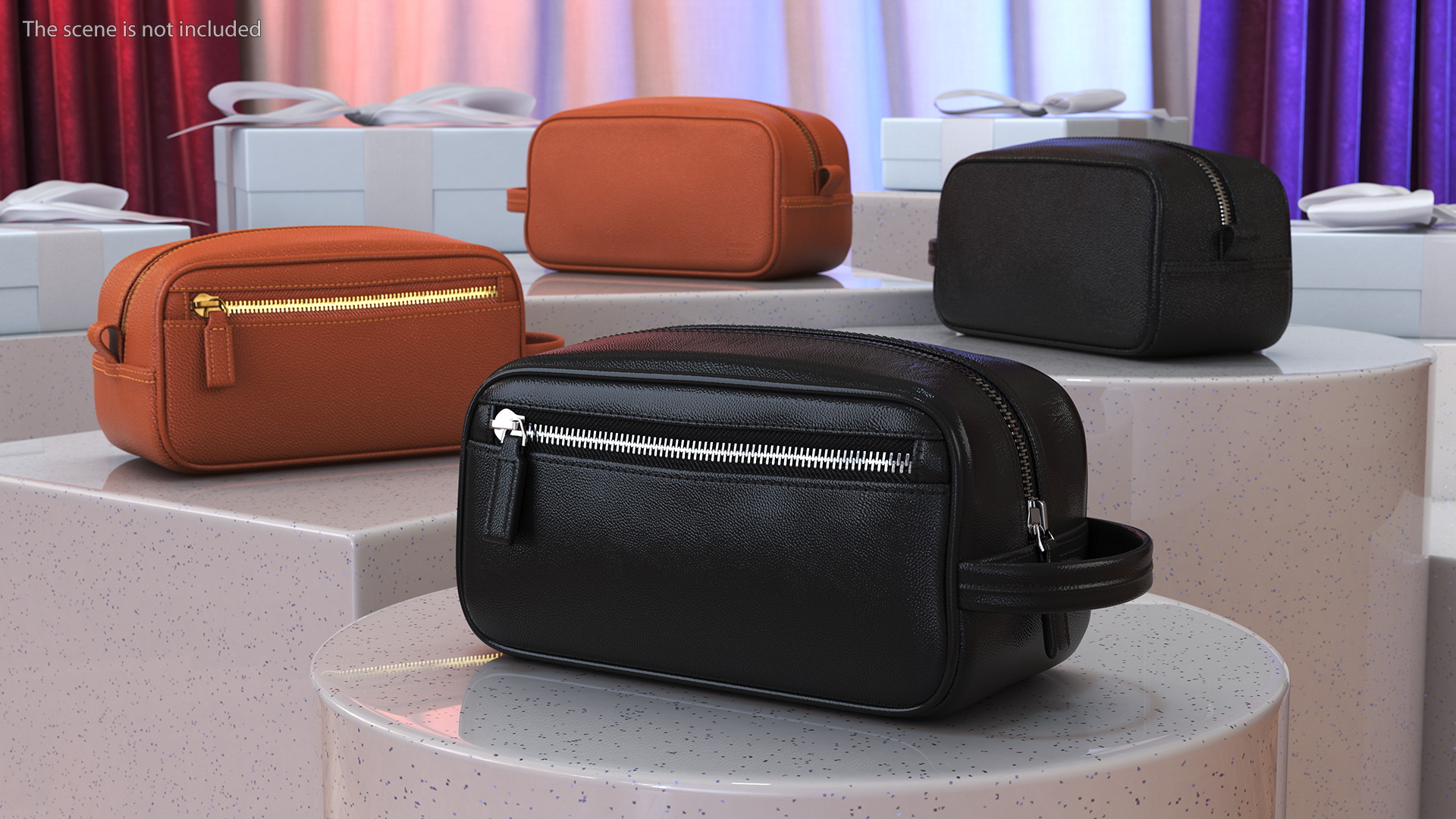 3D Leather Cosmetic Bag Closed Black model