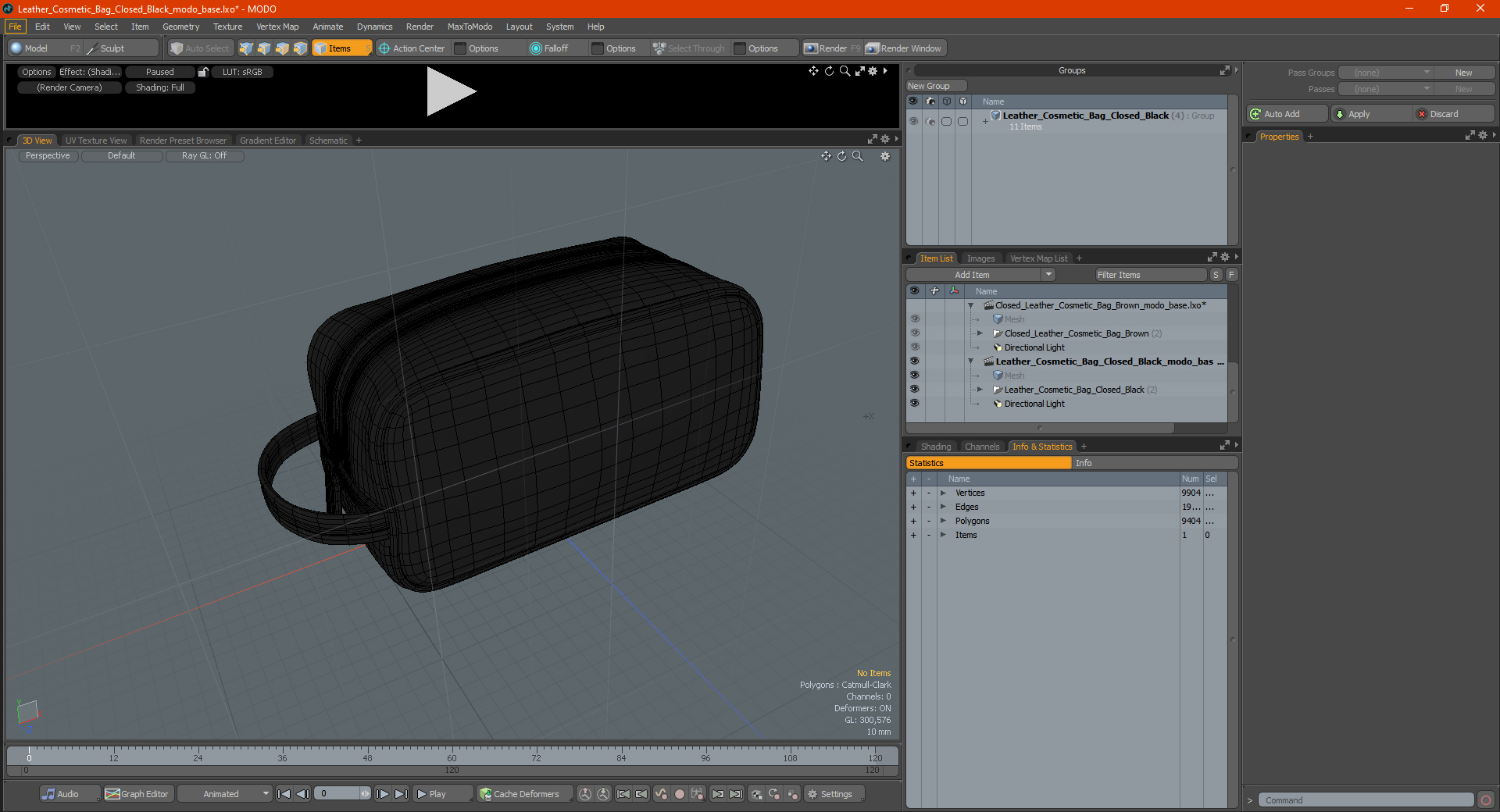 3D Leather Cosmetic Bag Closed Black model