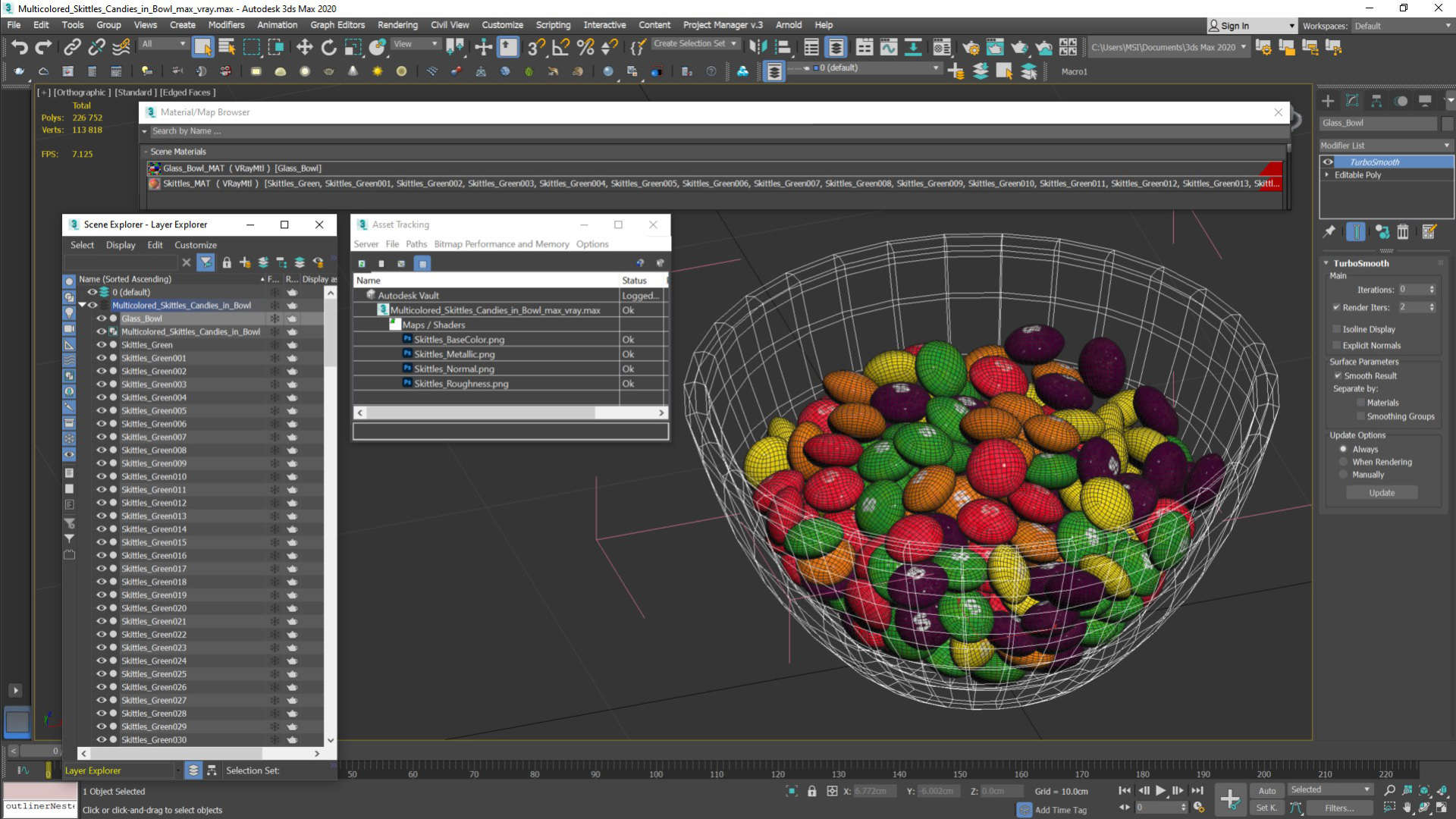 Multicolored Skittles Candies in Bowl 3D
