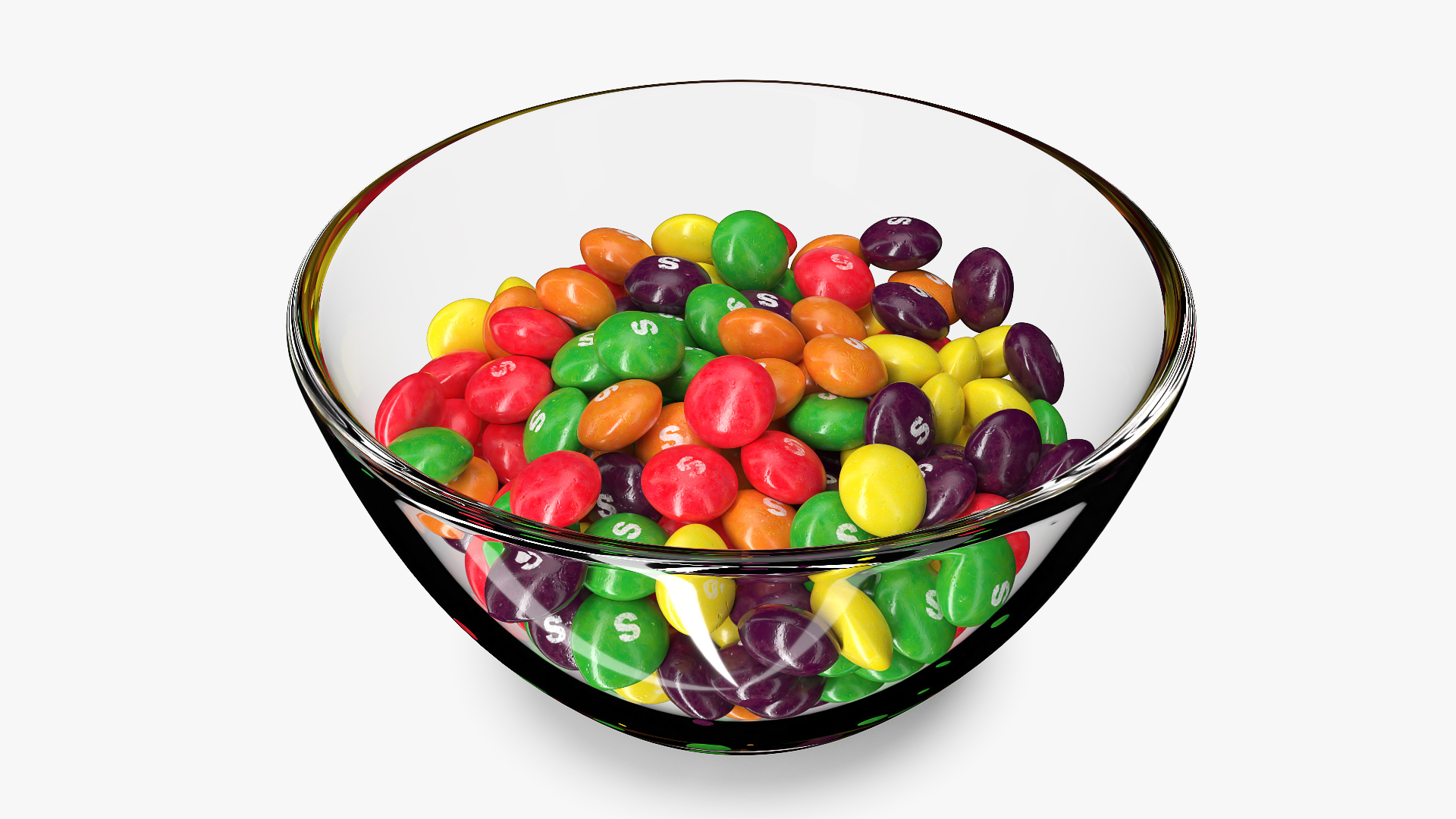 Multicolored Skittles Candies in Bowl 3D
