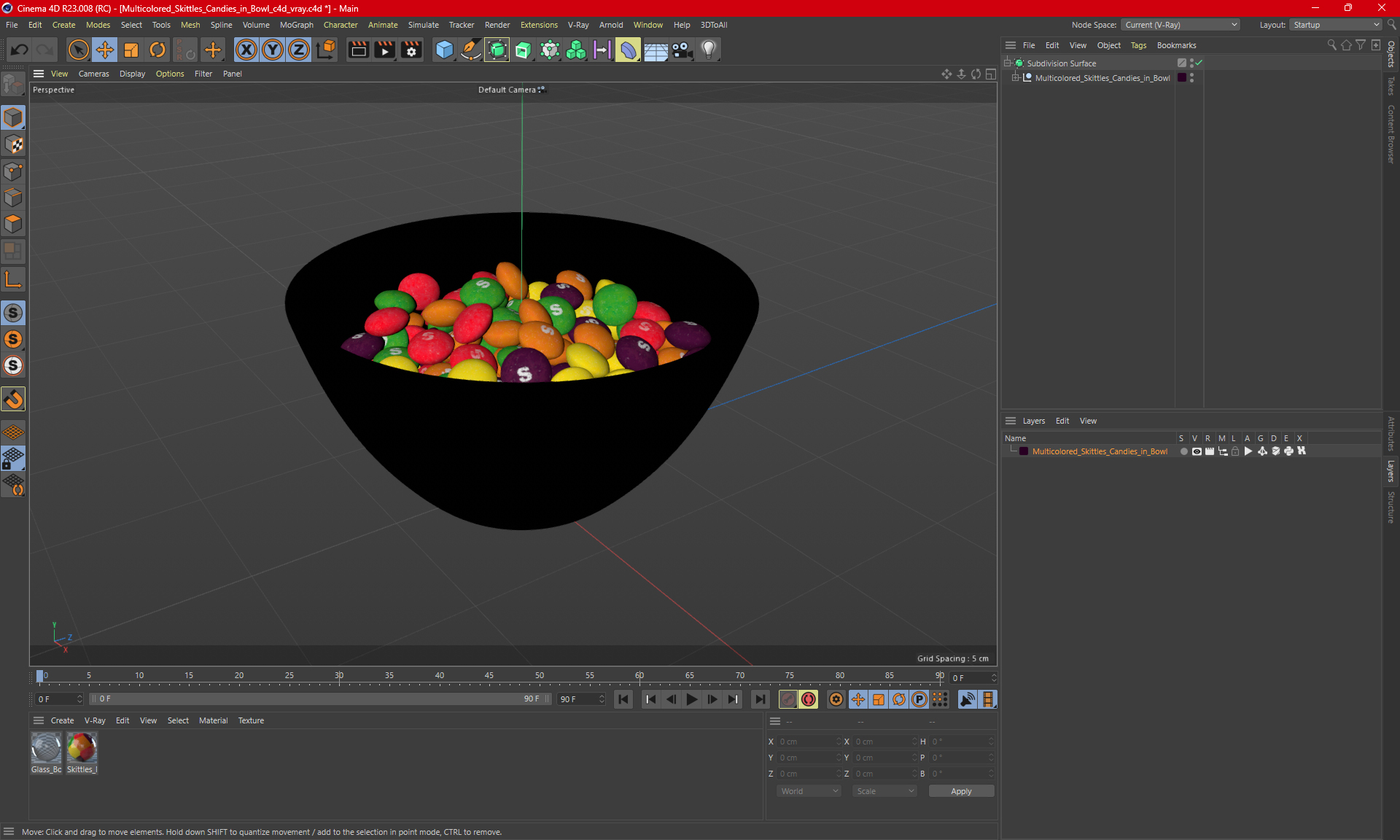 Multicolored Skittles Candies in Bowl 3D